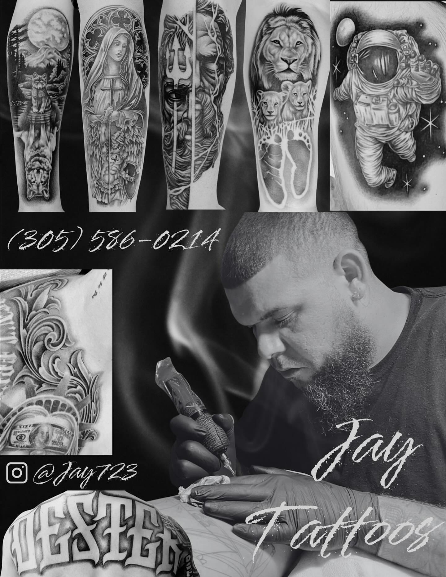 Tattoo by @jay723 — black_and_grey