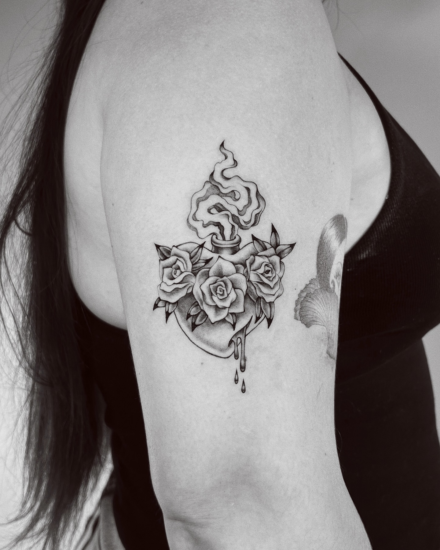 Tattoo by @ibuylemurs — black_and_grey, realism