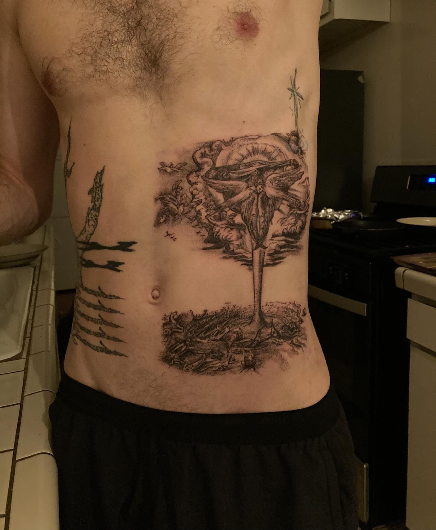 Tree and creature realism tattoo on the torso by Gregory Bramble Tattoo ๐ด๓ ง๓ ข๓ ฅ๓ ฎ๓ ง๓ ฟ