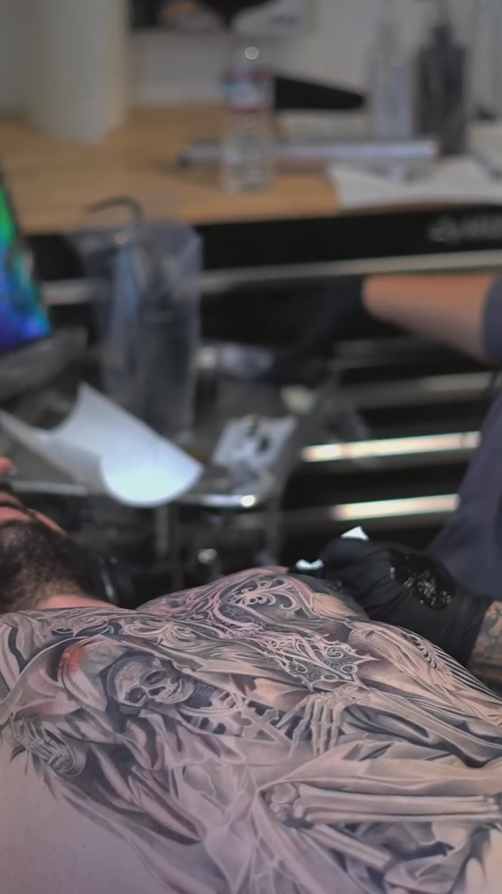 Biomechanical robot parts realism tattoo by sacramento tattoo CA