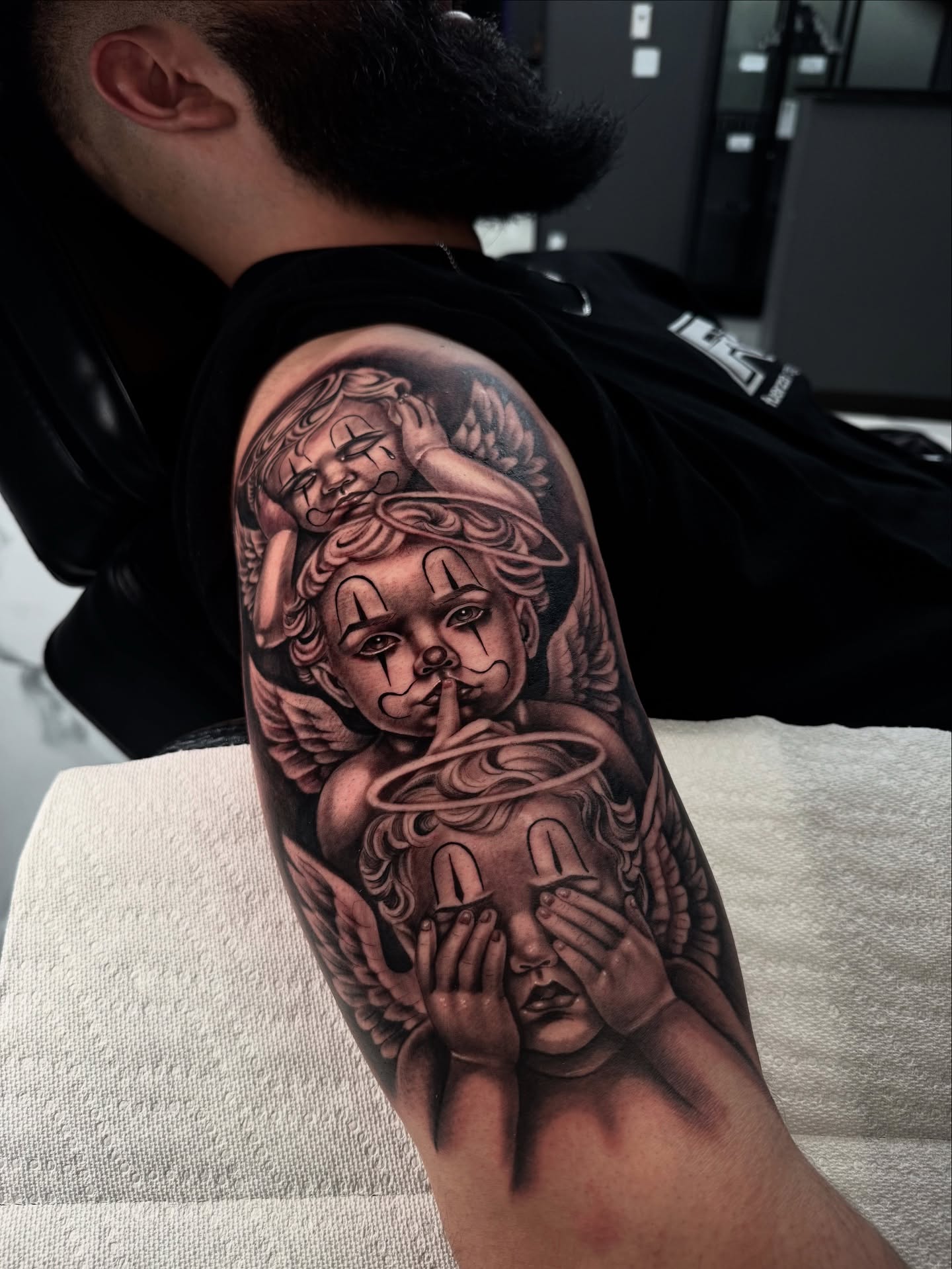 Angels American traditional tattoo on the forearm by Dave