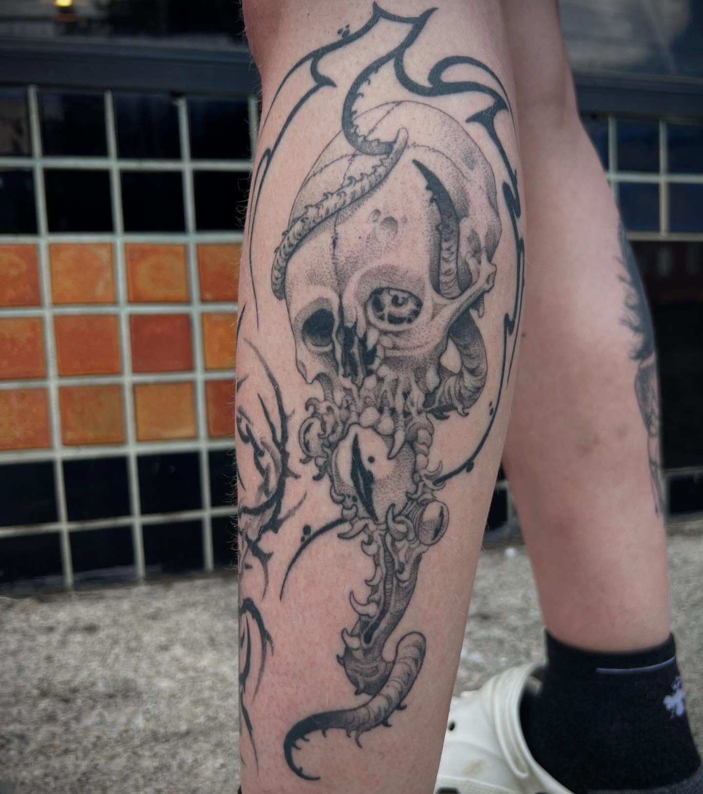 Tattoo by @revoltingworship β black_and_grey, realism