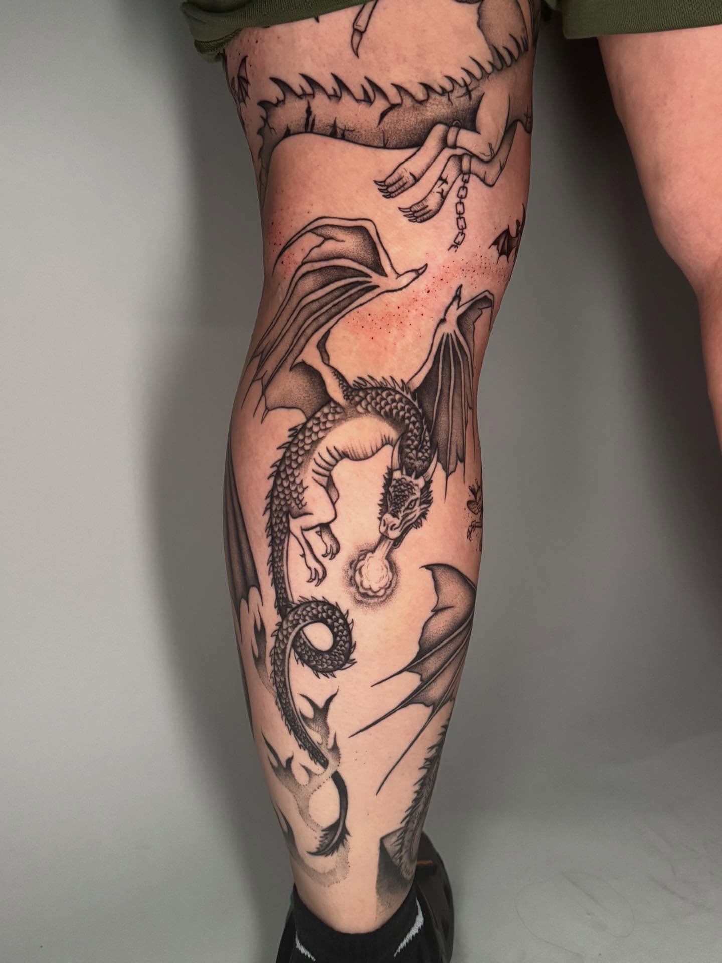 Tattoo by @hackytats — black_and_grey