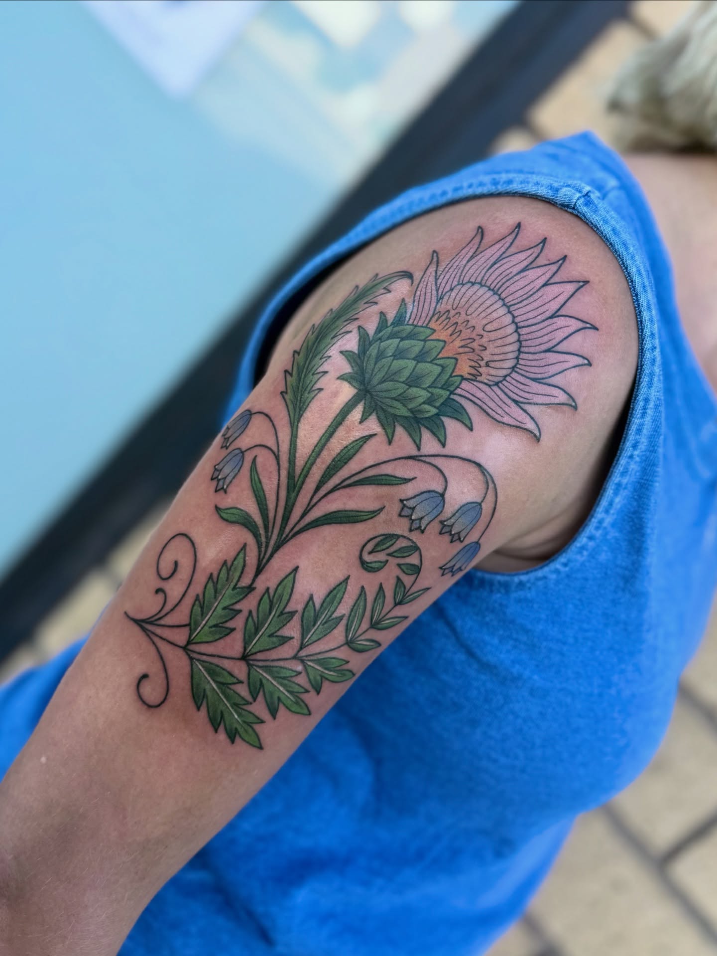 Floral arrangement fine line tattoo on the forearm by ♡ Erika Soya ♡