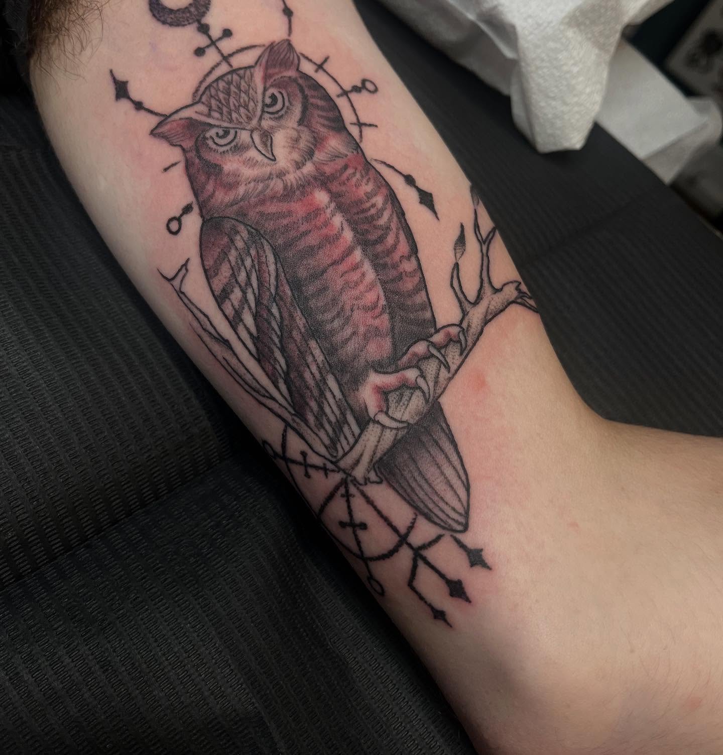 Tattoo by @velesara_tattoo — black_and_grey