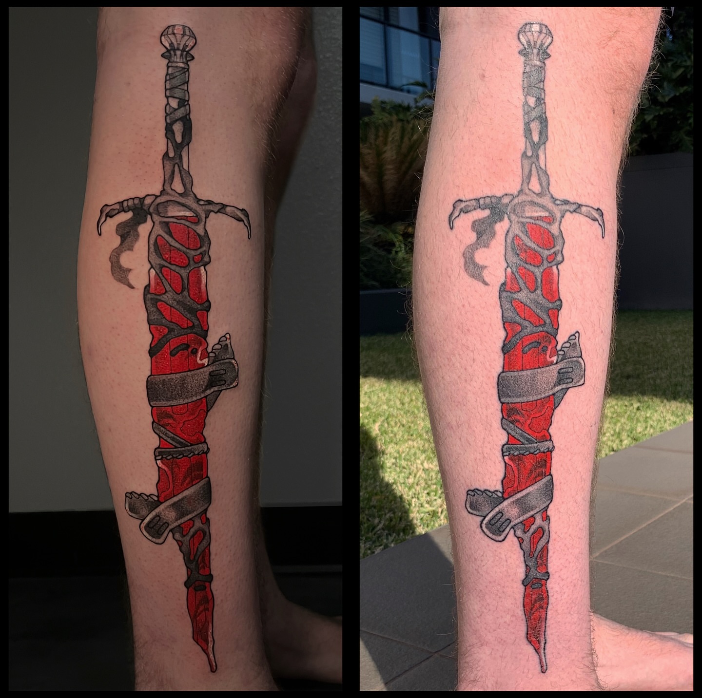 Sword black and grey tattoo on the forearm by ty ☆ nbtx tattoo artist