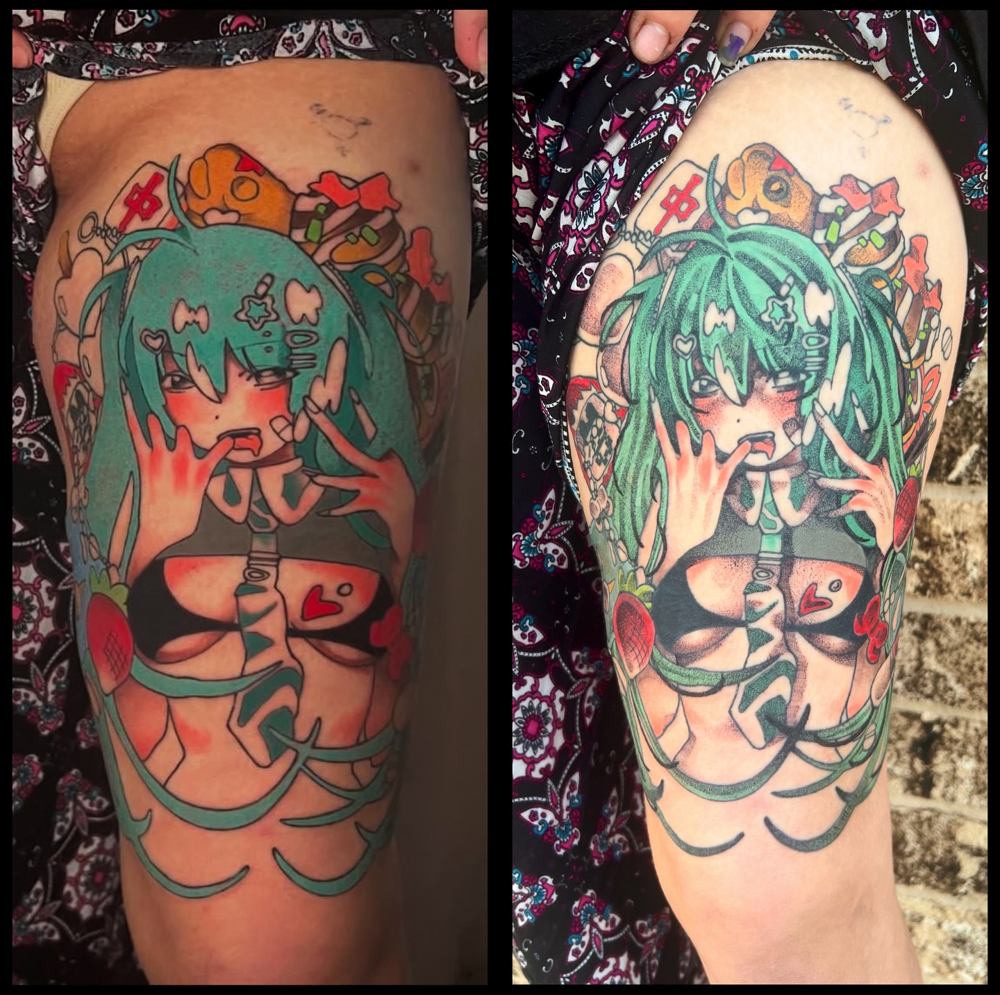 Anime character anime tattoo on the thigh by ty ☆ nbtx tattoo artist