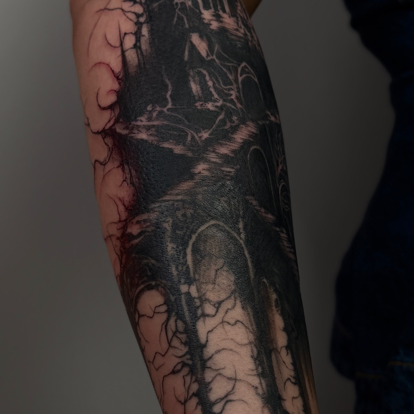 Tattoo by @grimsaintt — black_and_grey, realism