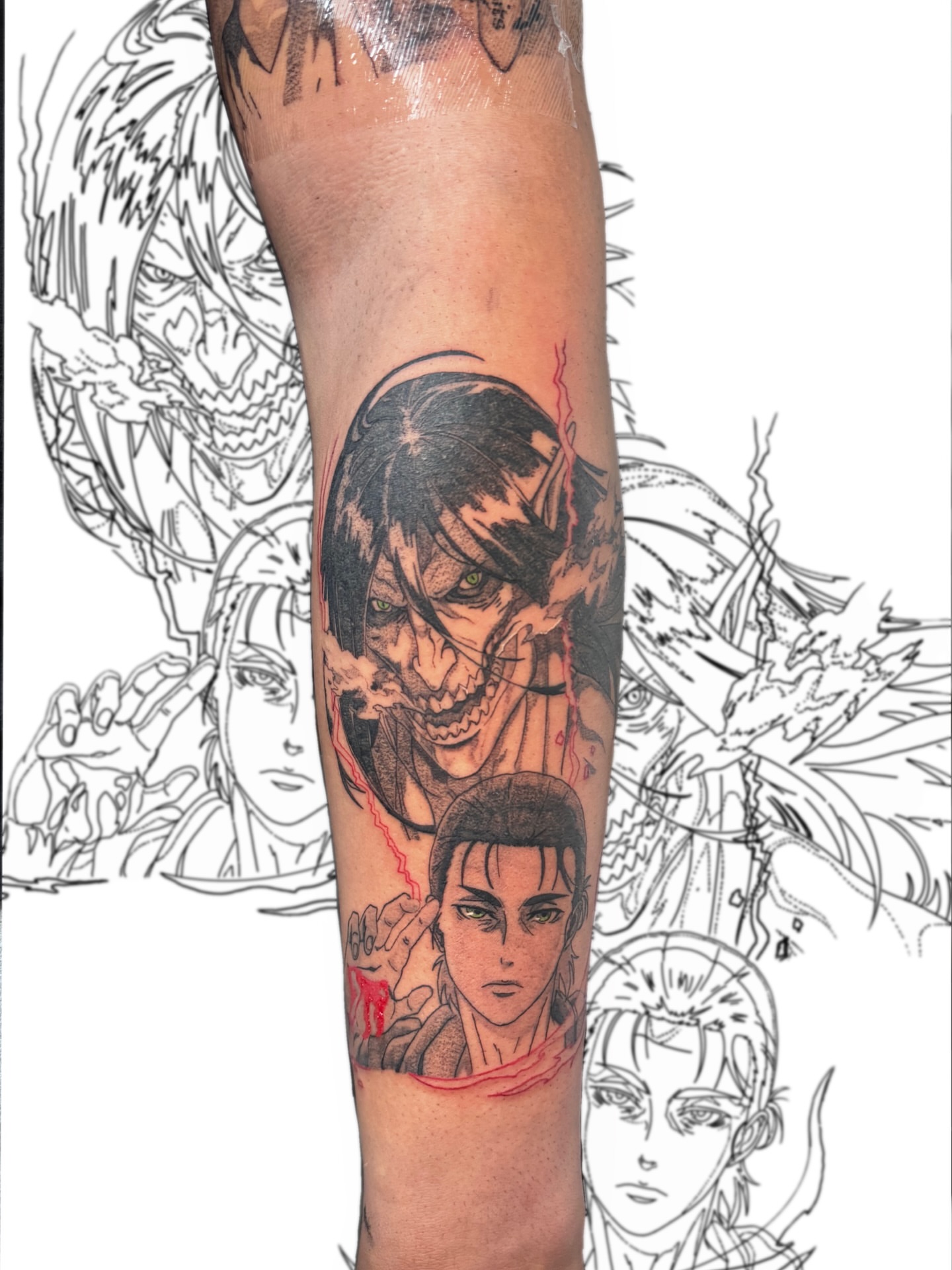 Anime characters anime tattoo on the forearm by D