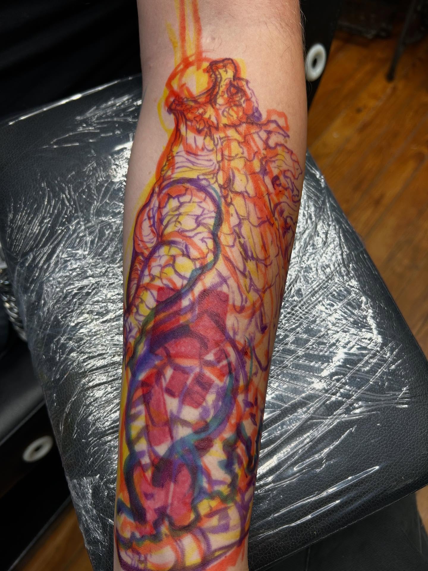 Tattoo by @jon_f_n_story — watercolor