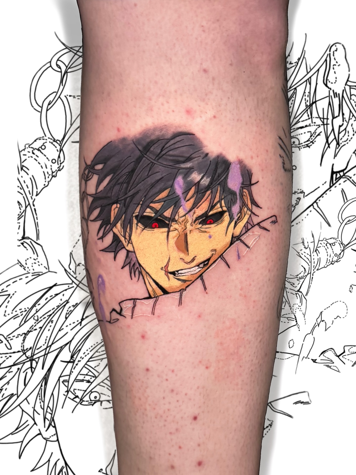 Anime character anime tattoo on the forearm by D