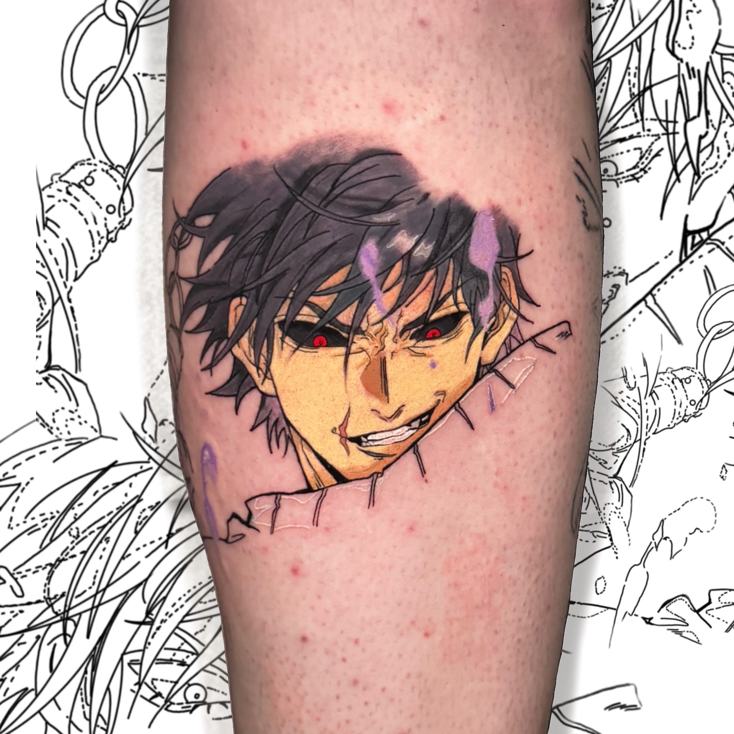 Anime character anime tattoo on the forearm by D