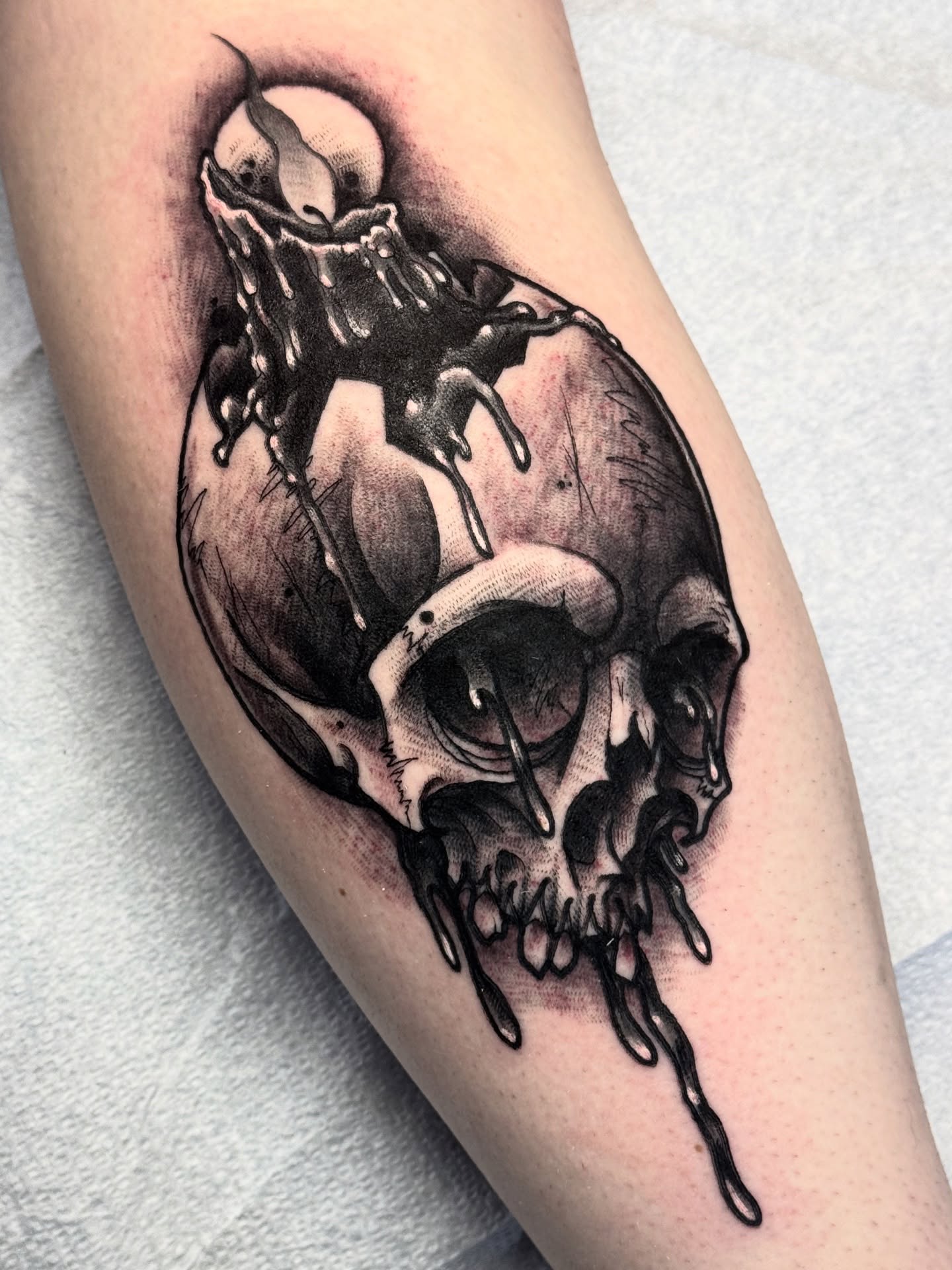 Tattoo by @themactatty — black_and_grey, dark_realism