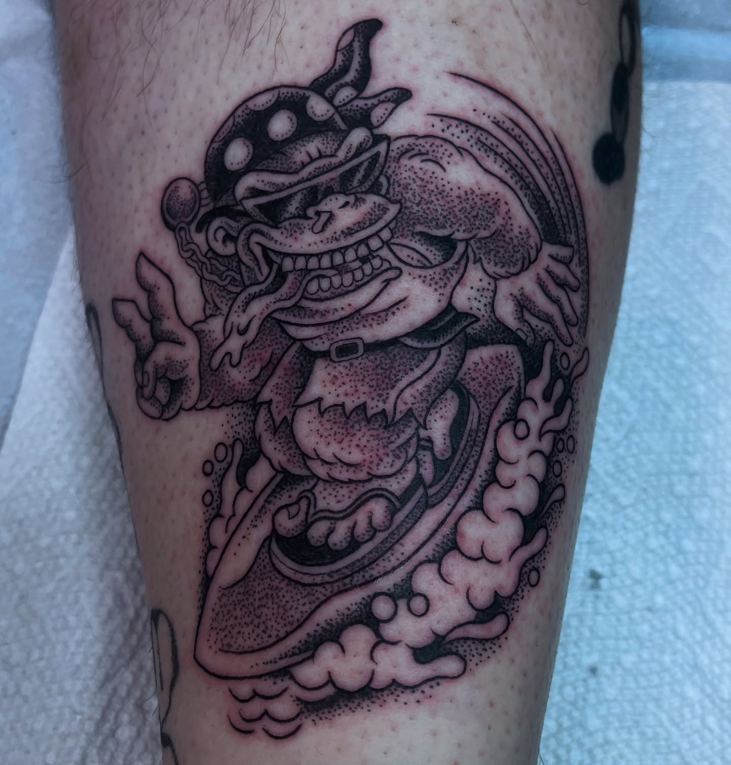 Dragon dotwork tattoo on the forearm by ☠︎ ︎𝗘𝗩𝗔 ☠︎︎