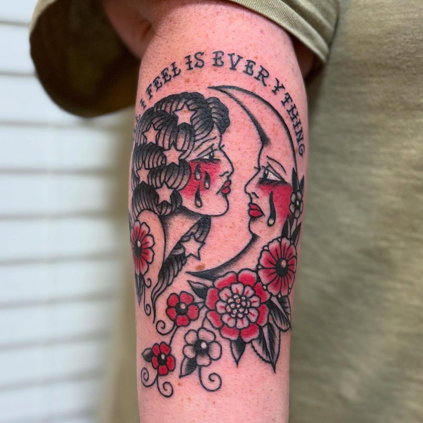 Tattoo by @rachel.cool — american_traditional, dotwork