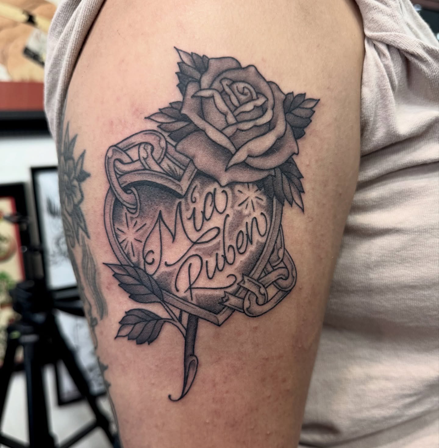 Tattoo by @ernie_portcity — black_and_grey, realism
