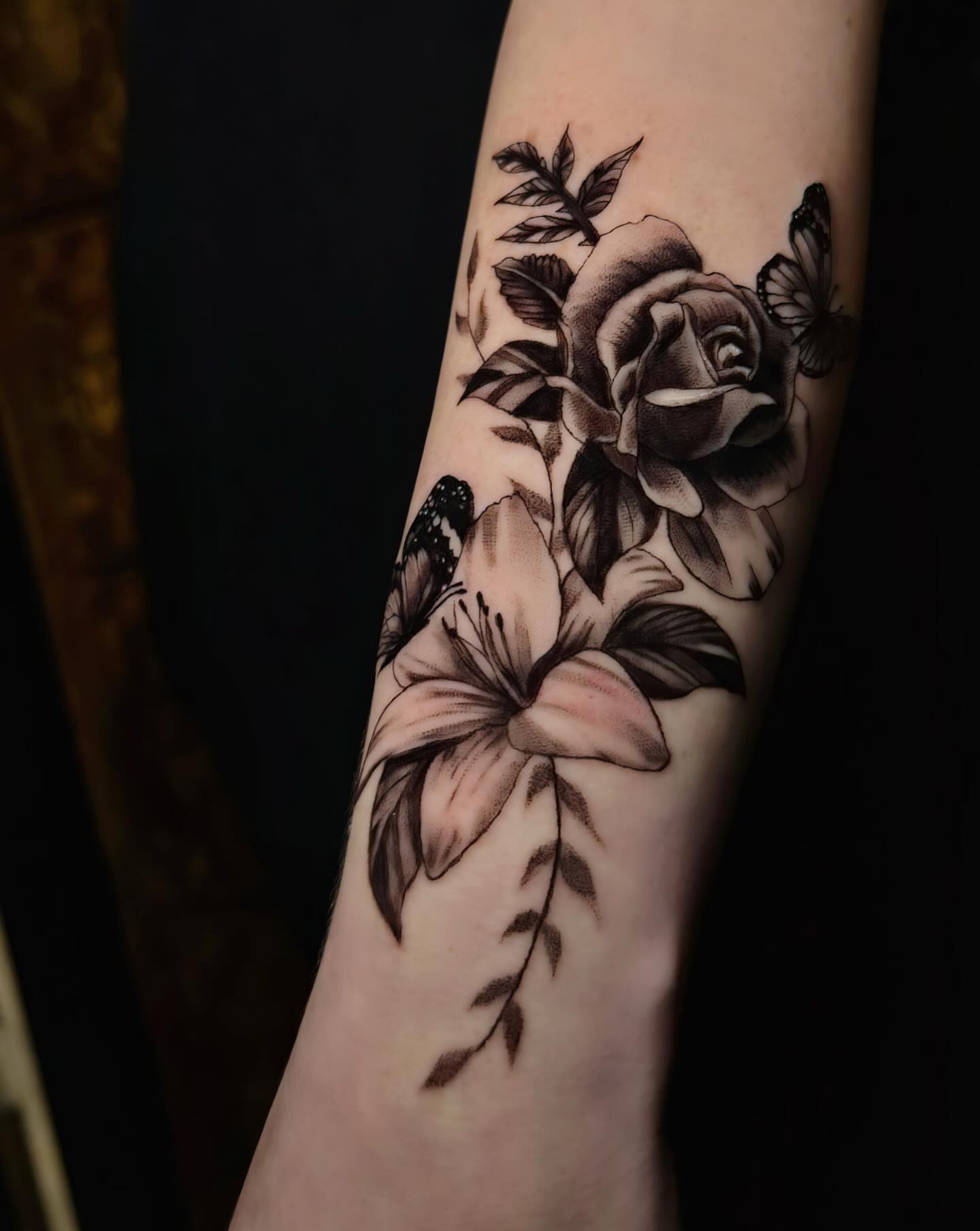 Tattoo by @needlenikki — black_and_grey, realism