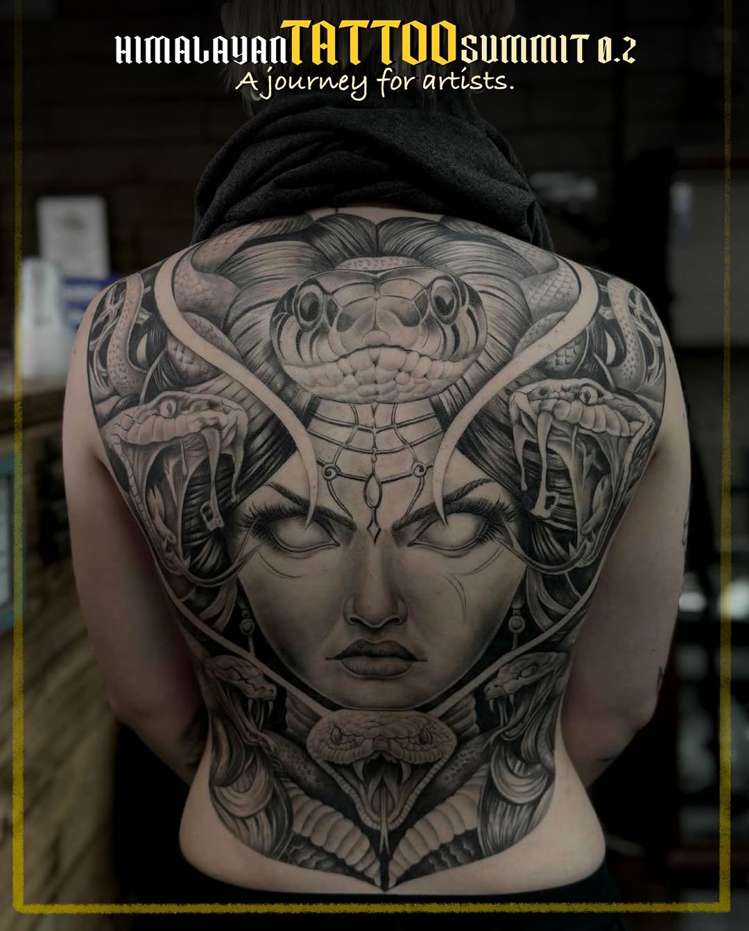 Medusa and snakes realism tattoo on the back by INK with KIRON 🇳🇵 🇺🇸DTX, Dallas, Texas