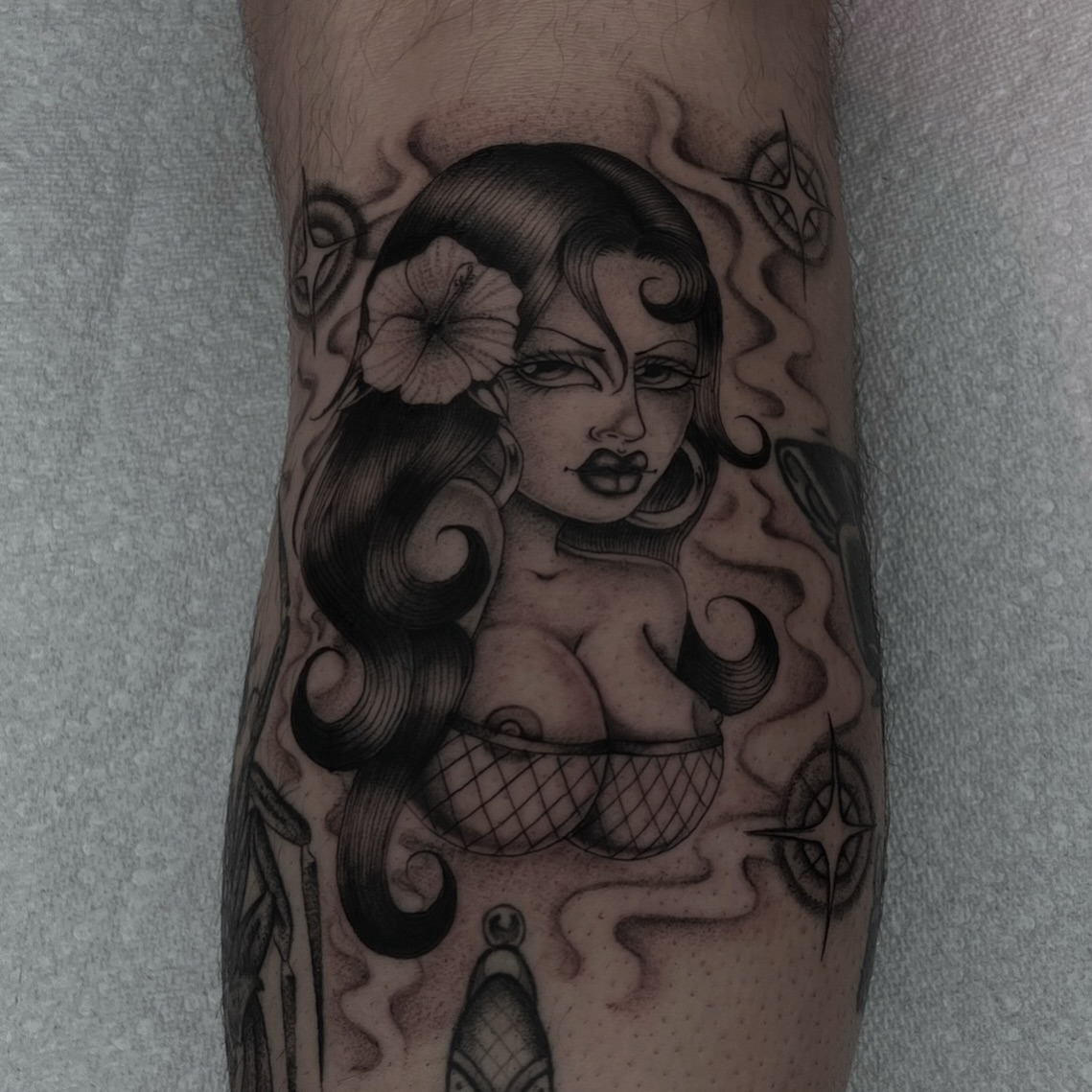 Tattoo by @ashleyworldpeace — american_traditional, black_and_grey