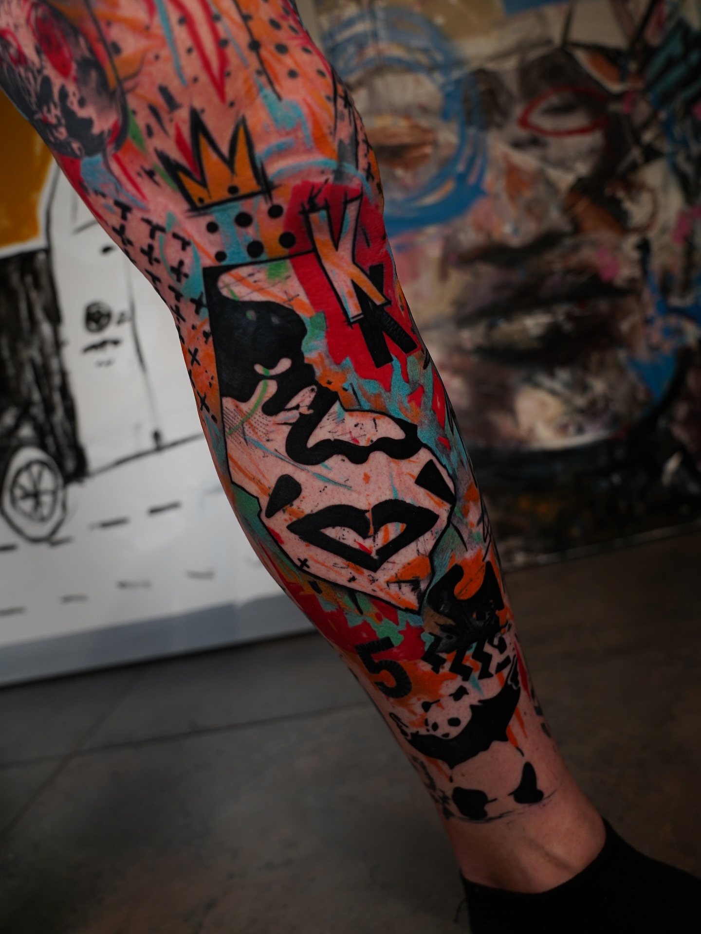 Abstract graffiti dotwork tattoo on the forearm by Georgios Papadopoulos Tattoo Artist Los