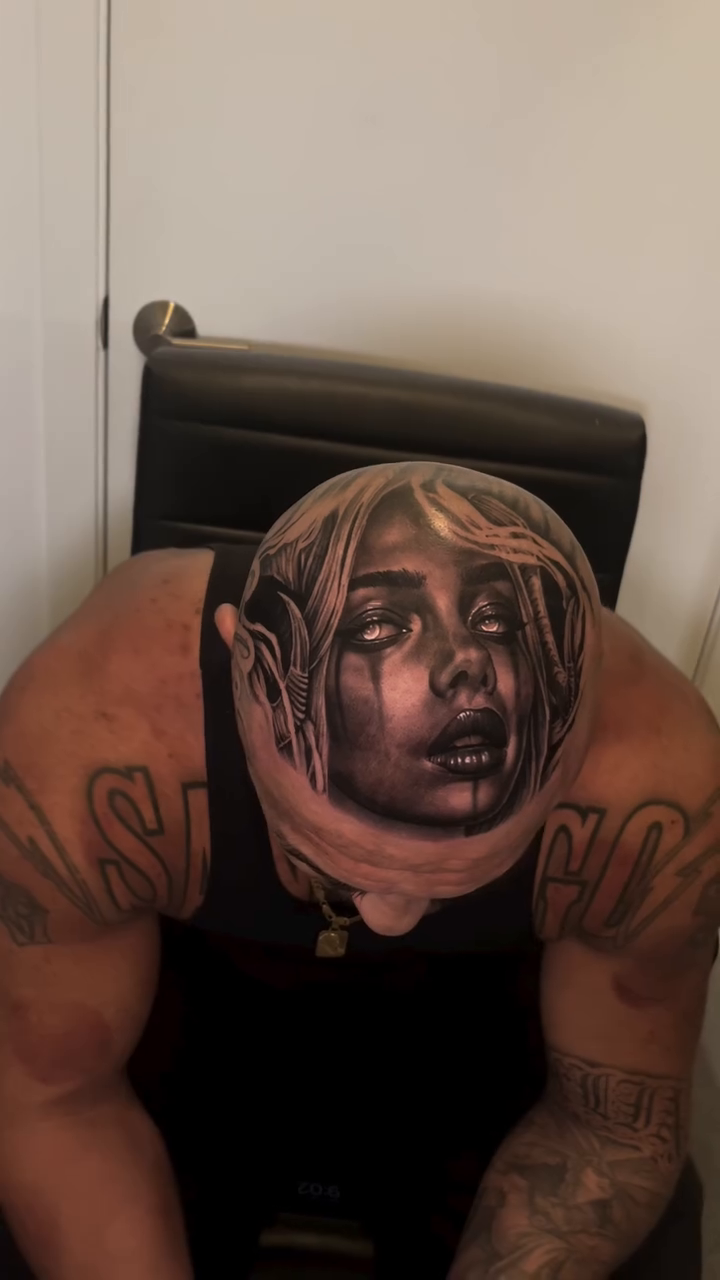 Portrait of a woman realism tattoo by Richie Moreno lll