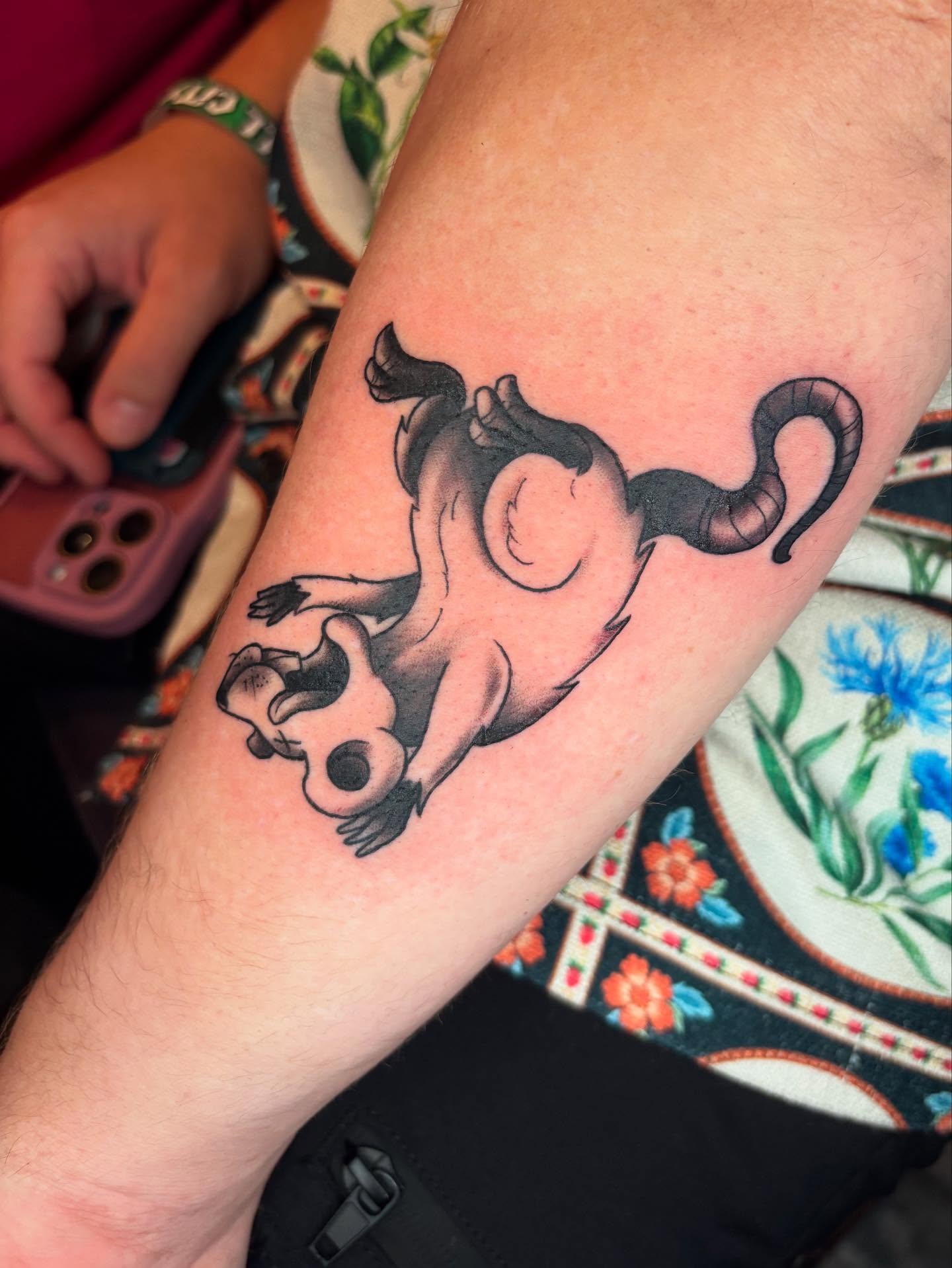 Monkey black and grey tattoo on the forearm by Albuquerque Tattoo Artist, Albuquerque, New Mexico