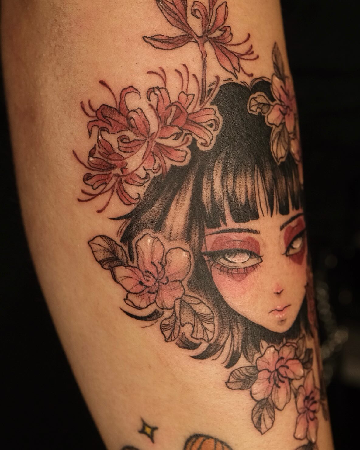 Geisha with flowers japanese irezumi tattoo on the forearm by misa (mi isabelle) β€οΈβπ₯π