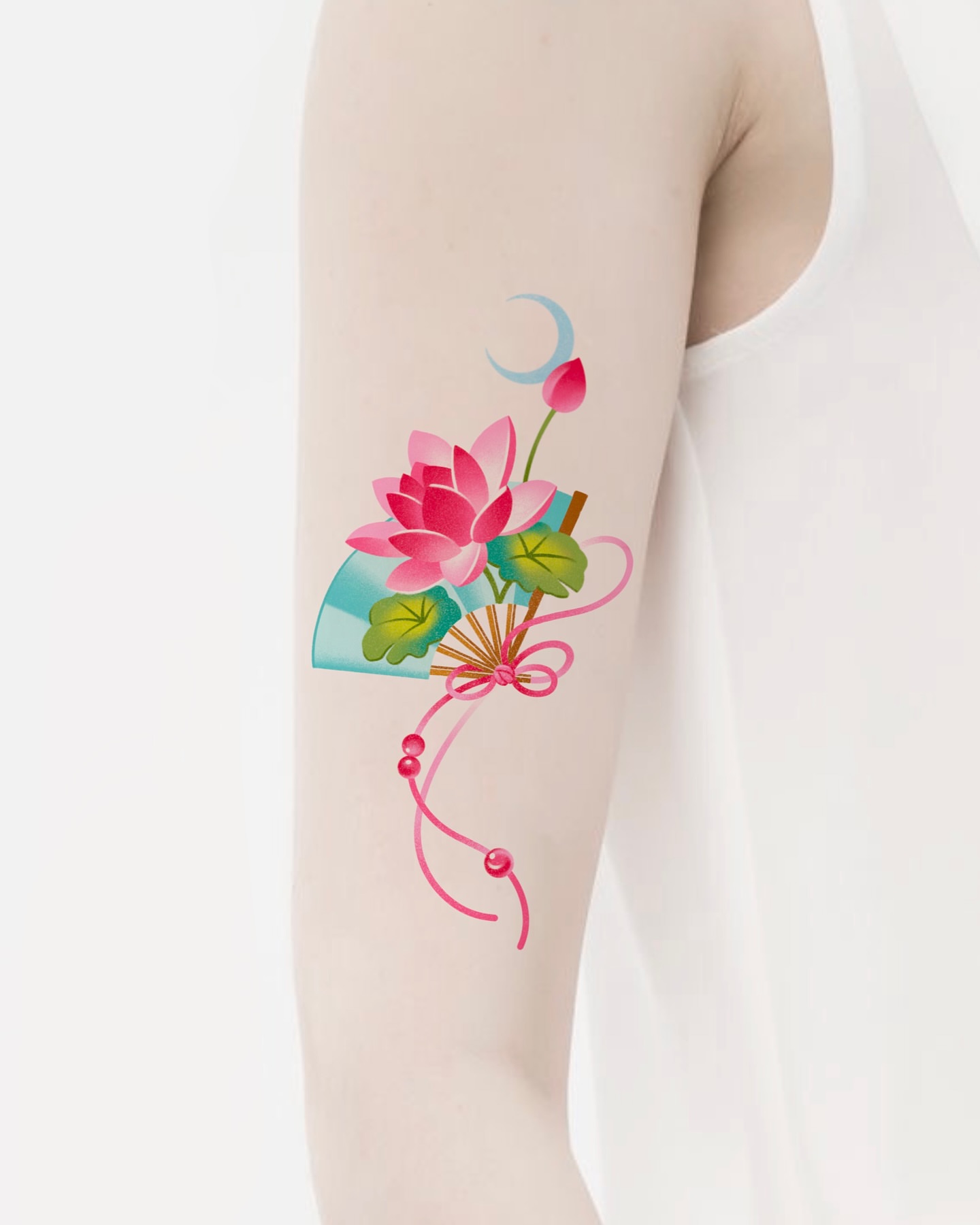 Lotus bouquet illustrative tattoo on the forearm by 라이브 Live