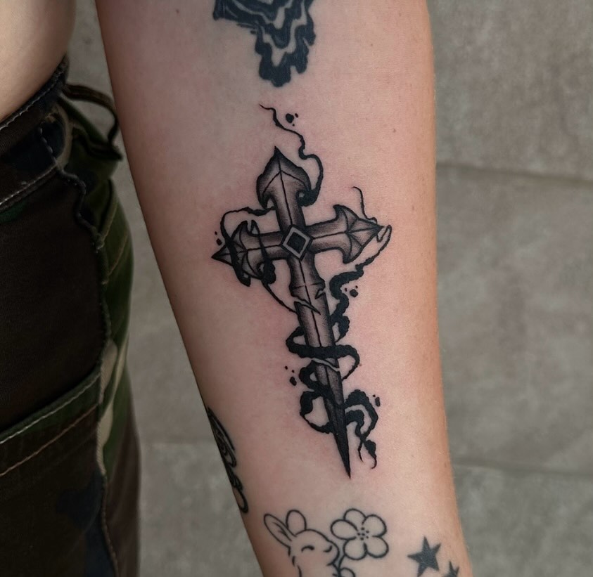 Tattoo by @quail.tattoos — black_and_grey, dark_realism