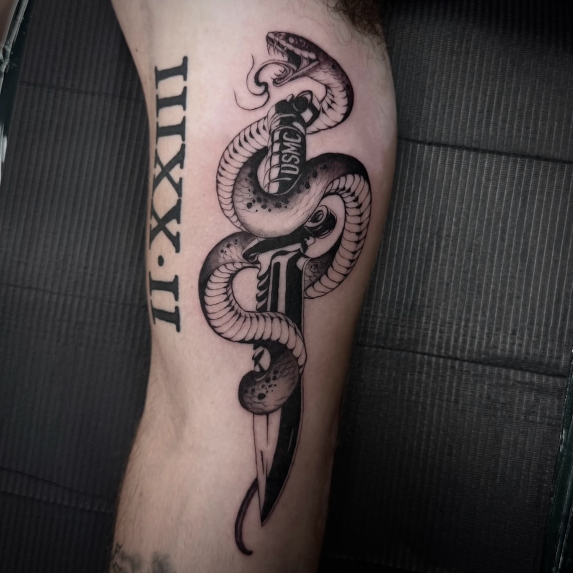 Tattoo by @corycabletattoos — black_and_grey, dotwork