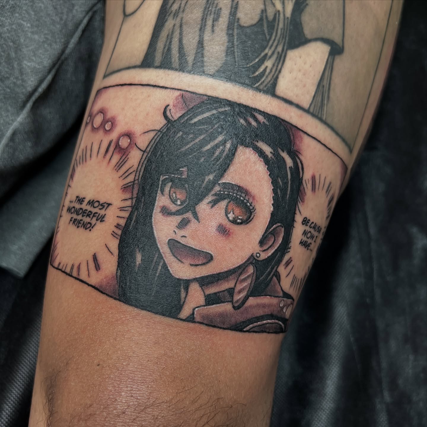 Anime character anime tattoo on the forearm by Anime Tattoos By Chase Wilbrecht