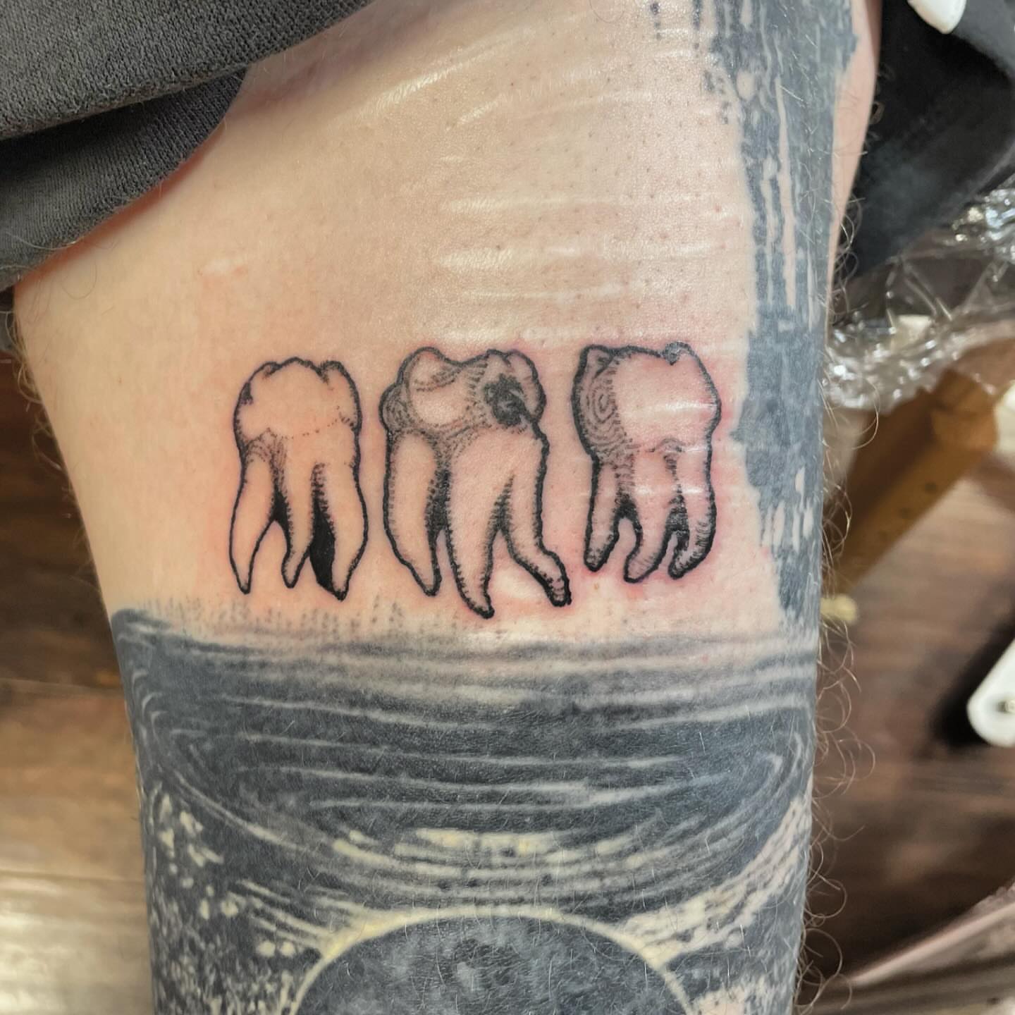 Tattoo by @furcoat444 β black_and_grey