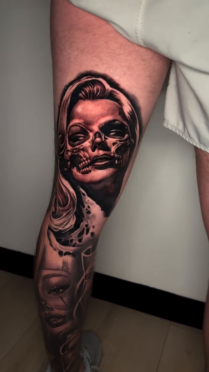 Tattoo by @nickcordovatattoos — dark_realism, black_and_grey