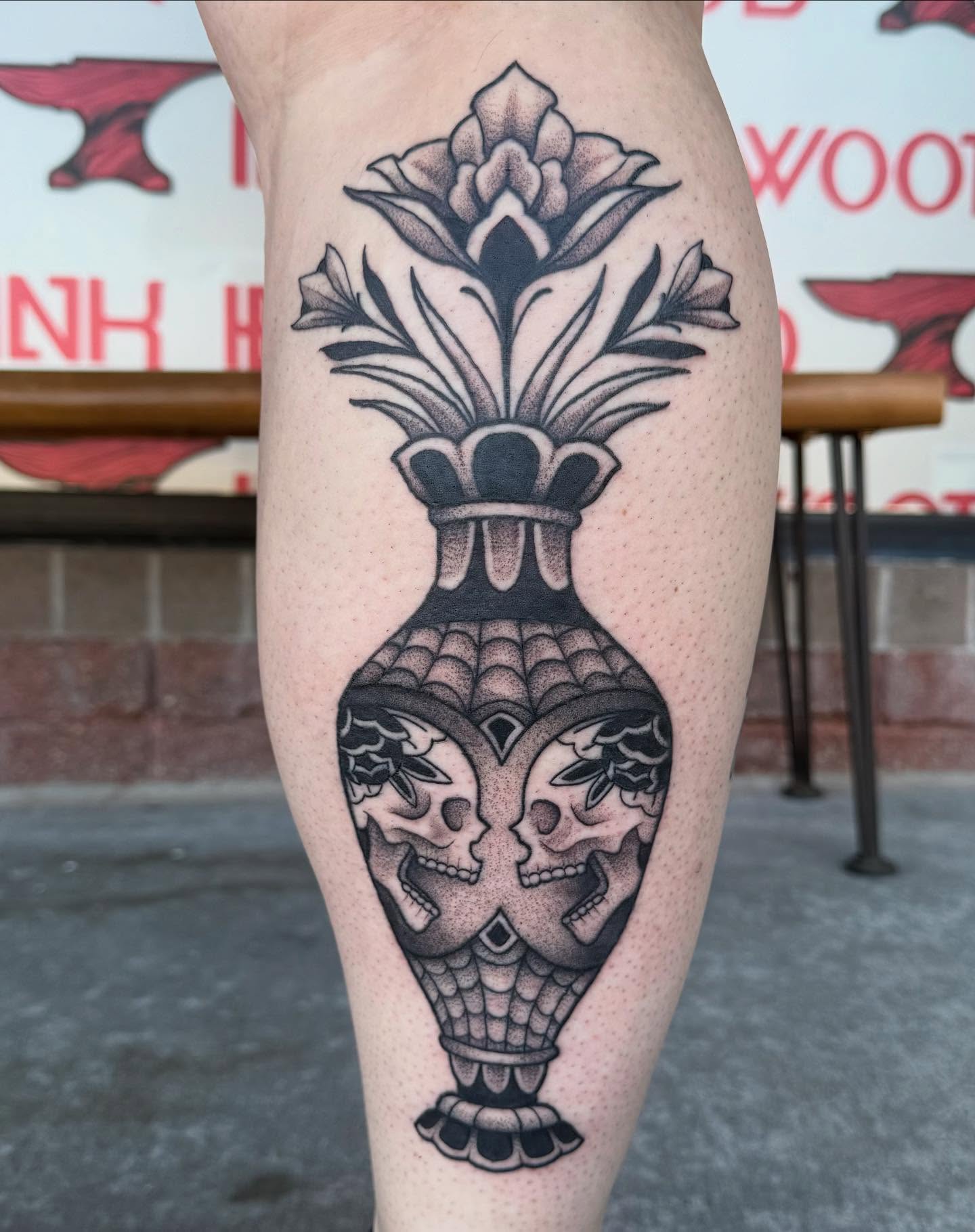 Tattoo by @bodyartbyali — dotwork, black_and_grey