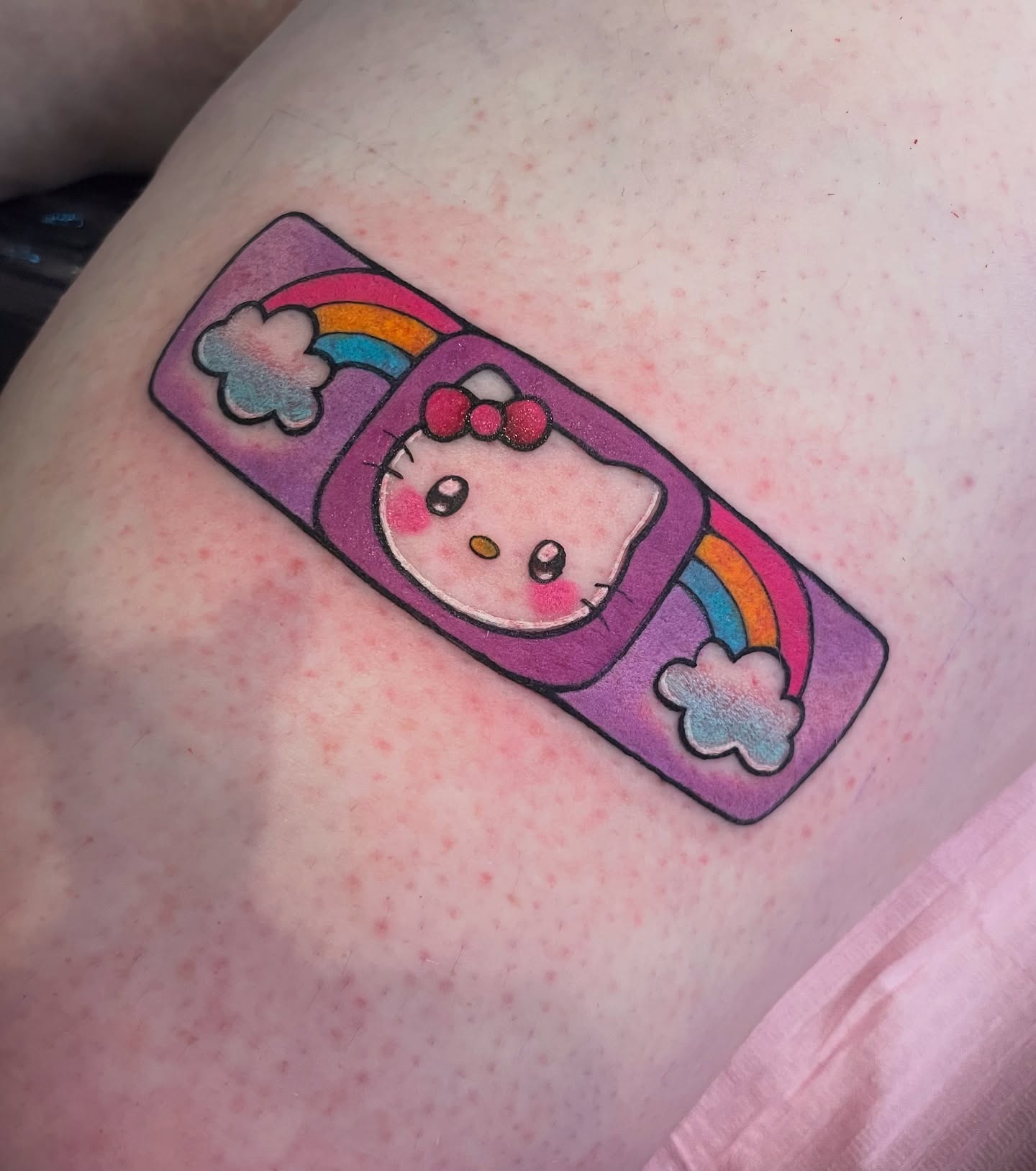 Hello Kitty illustrative tattoo on the thigh by ☆ Sammy ☆
