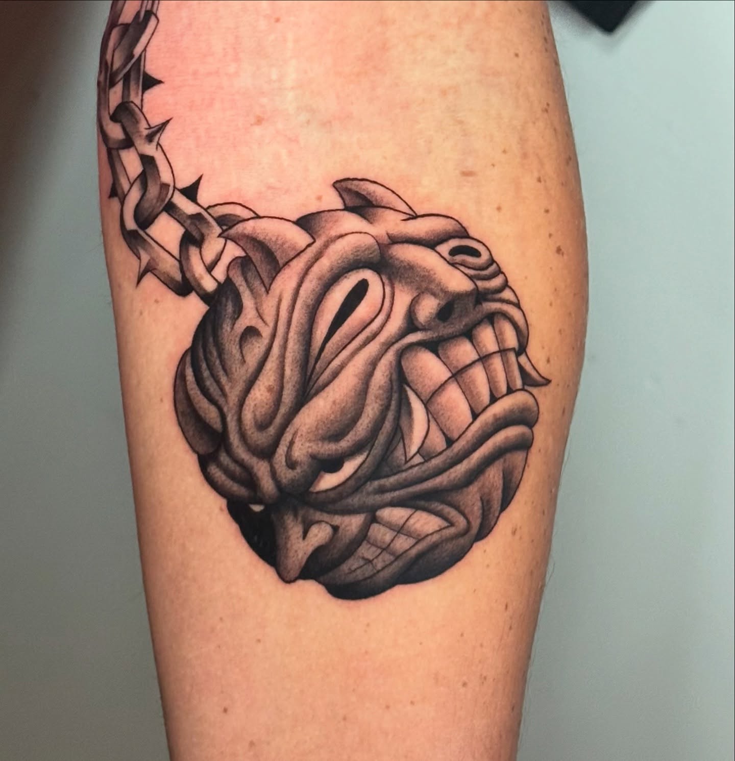 Tattoo by @_lazy.bones_ — black_and_grey