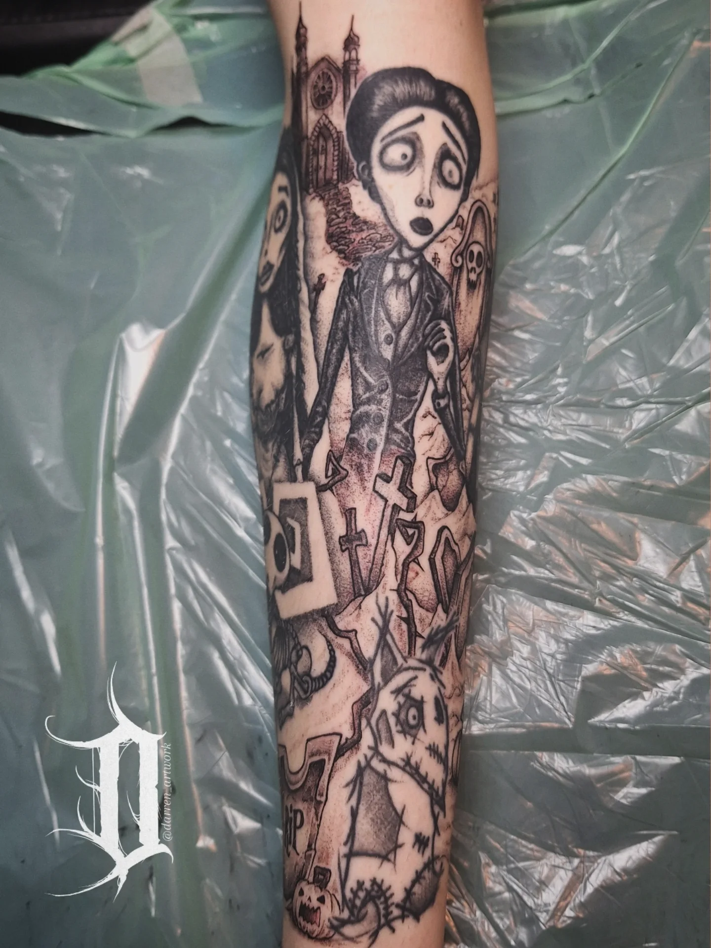 Tattoo by @darren_artwork — black_and_grey, dark_realism