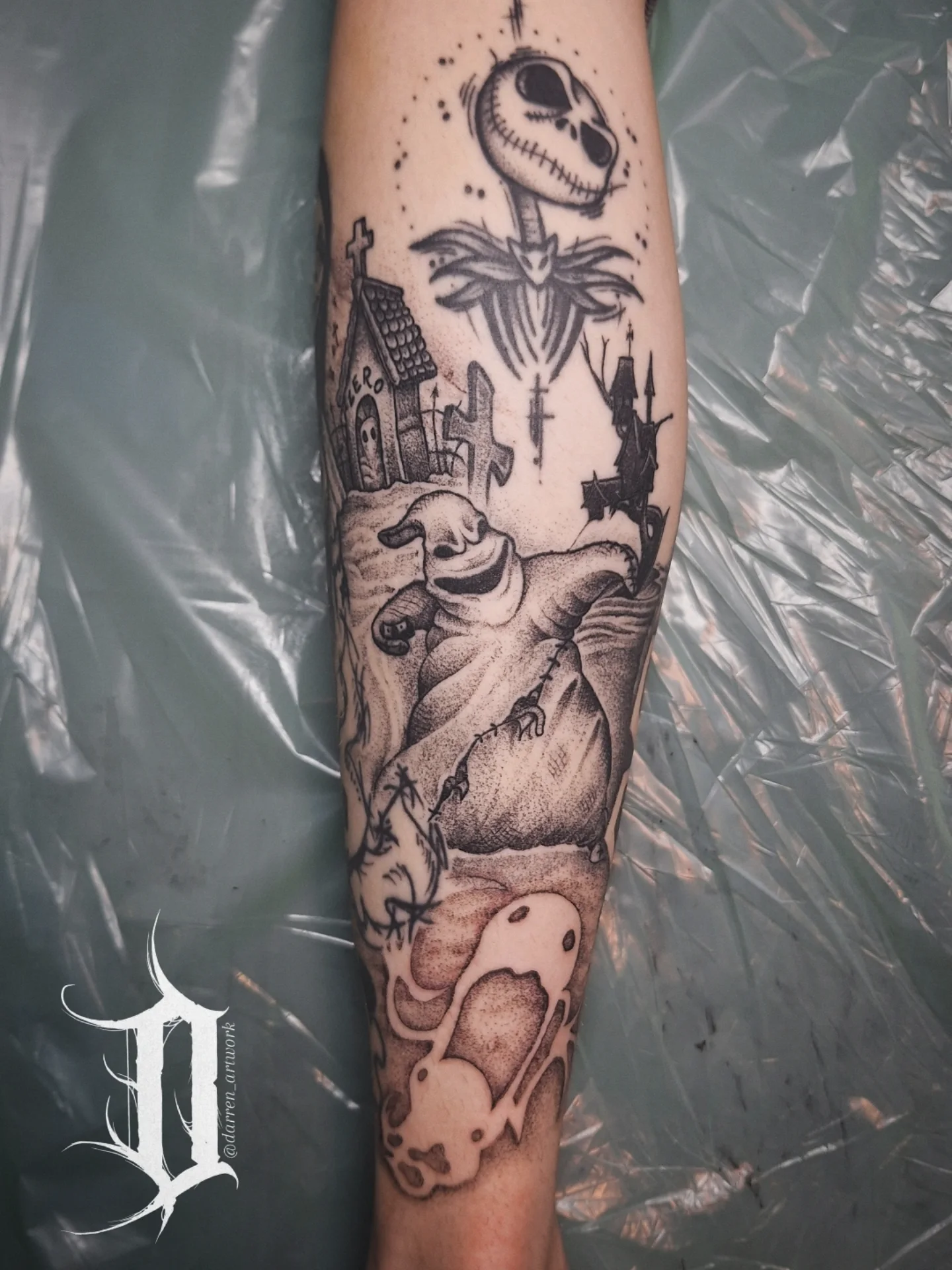 Tattoo by @darren_artwork — dotwork, dark_realism