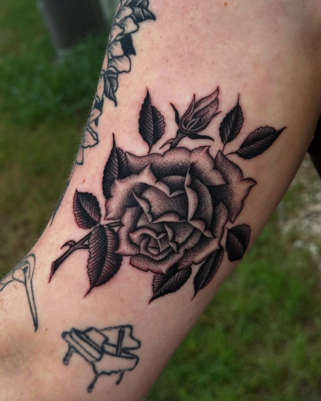 Tattoo by @matthewthomastattoo — black_and_grey, dotwork