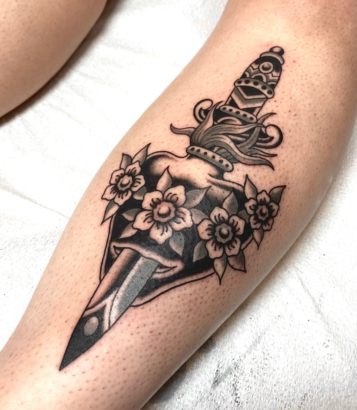 Tattoo by @sweetluketattoos — american_traditional, black_and_grey