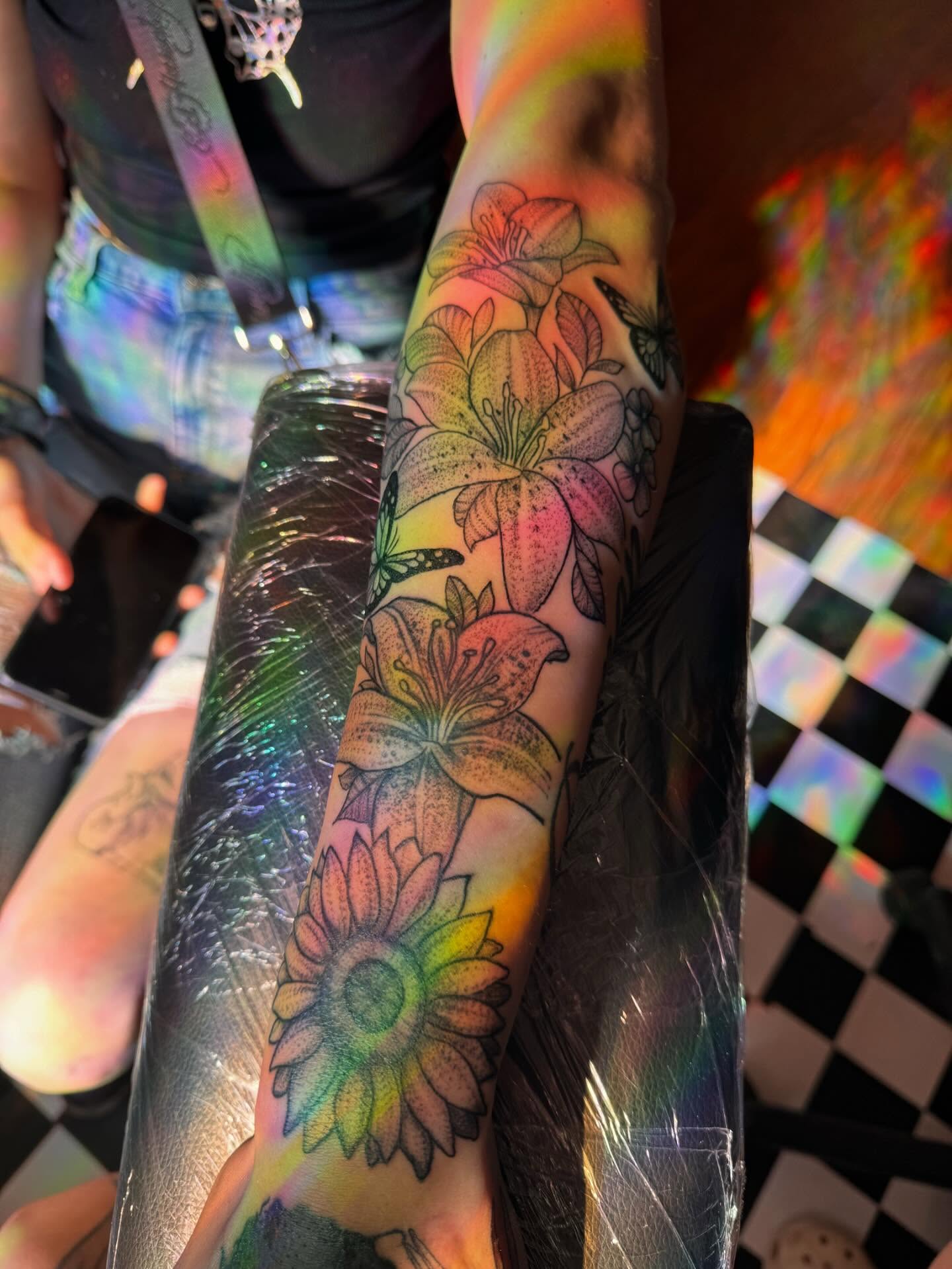 Flowers dotwork tattoo on the forearm by Gabs Borderline Tattoos βπΌ