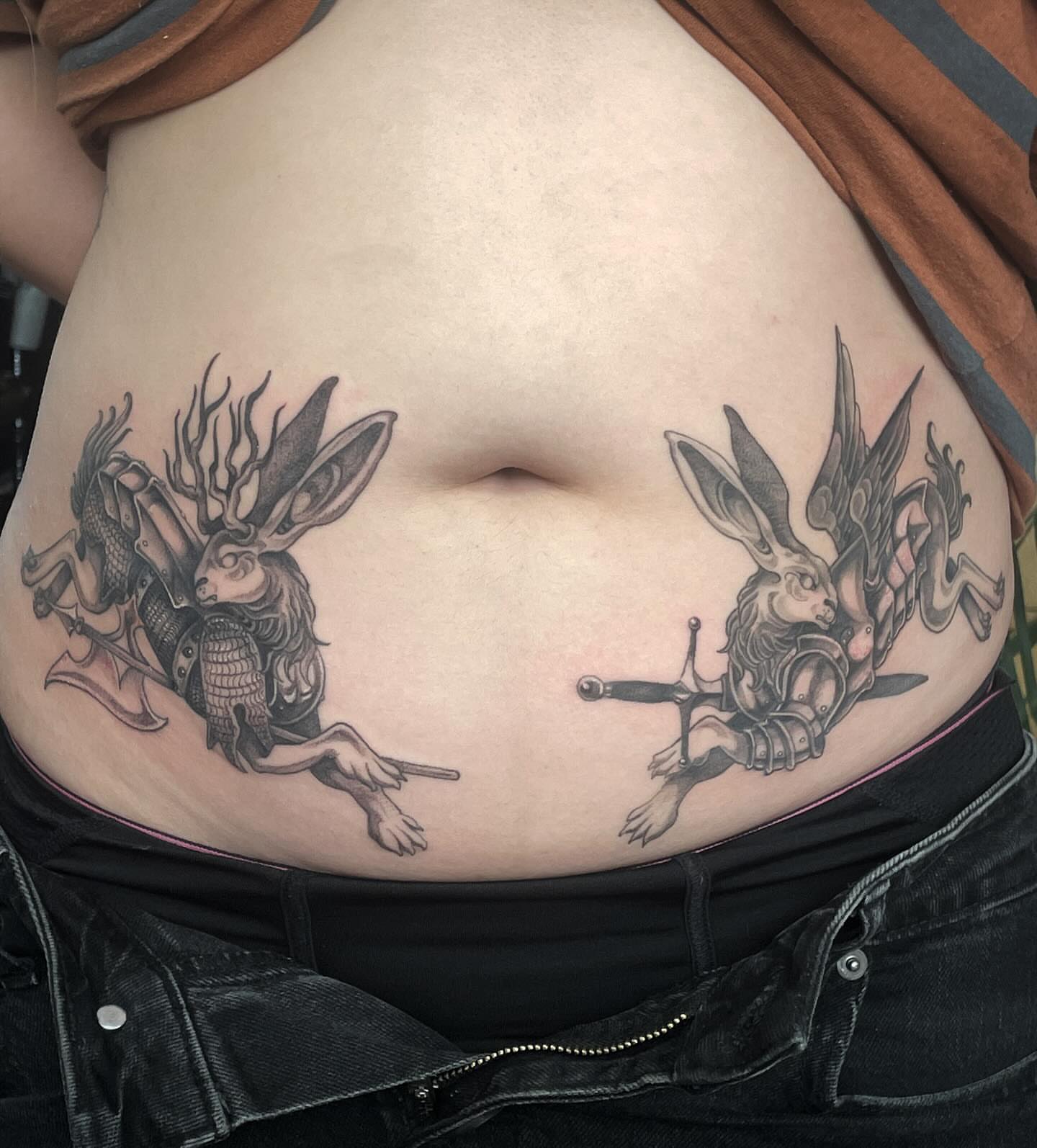Hunting scene realism tattoo on the torso by 𝖂𝖍𝖆𝖙𝕽𝖊𝖎𝖑𝖊𝖞