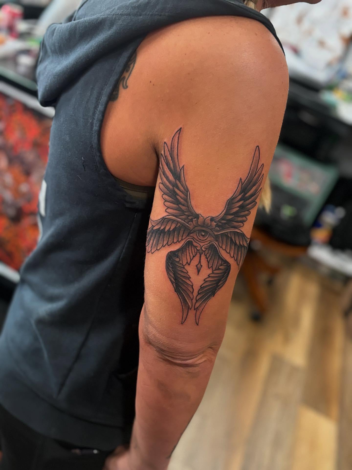 Tattoo by @foxesden666 — black_and_grey