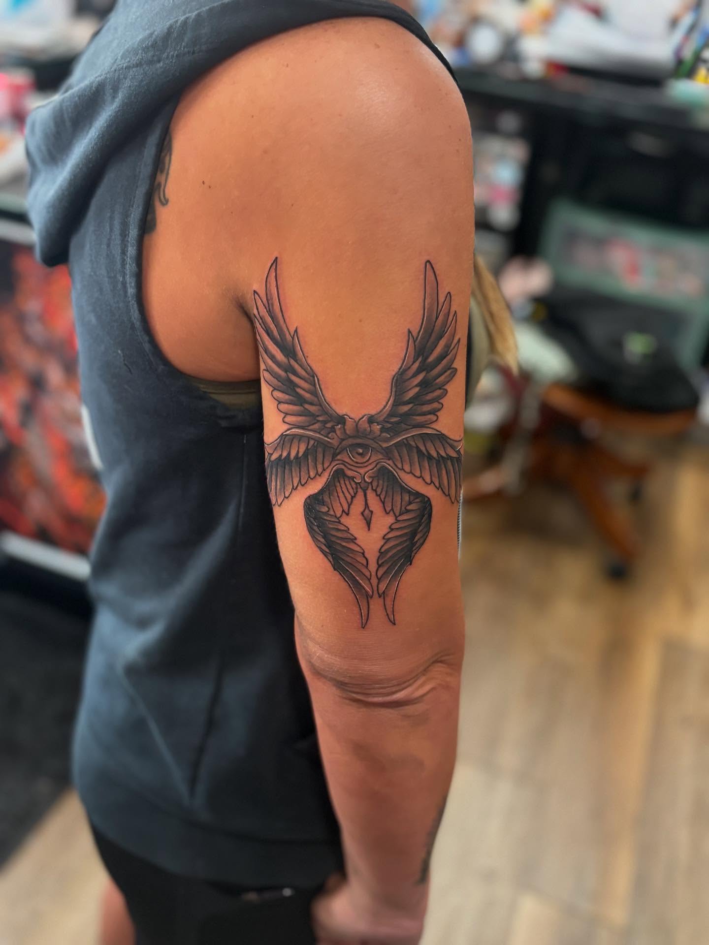 Tattoo by @foxesden666 — black_and_grey