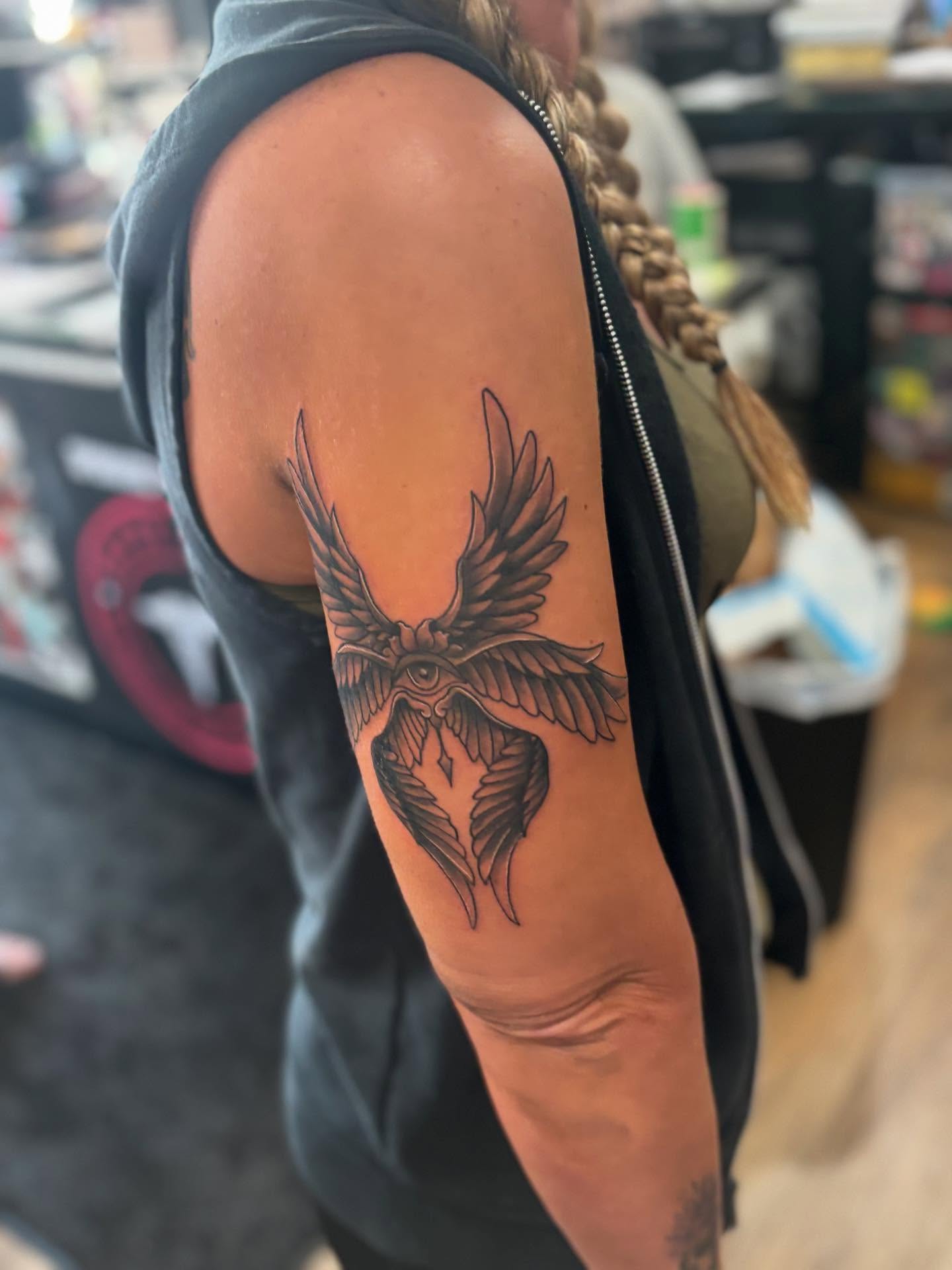 Tattoo by @foxesden666 — black_and_grey