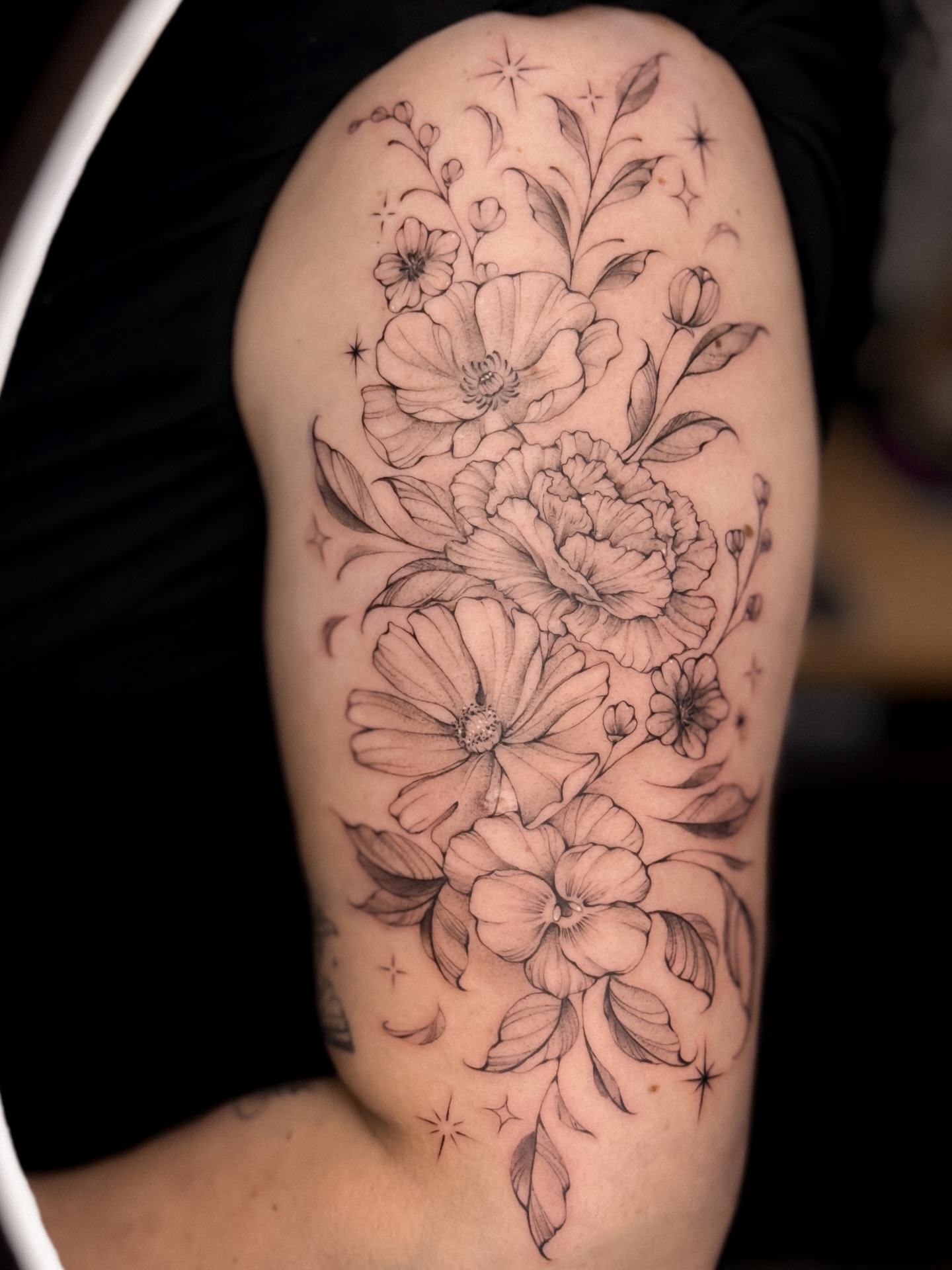 Floral bouquet realism tattoo on the forearm by πππΉππππππππππππ