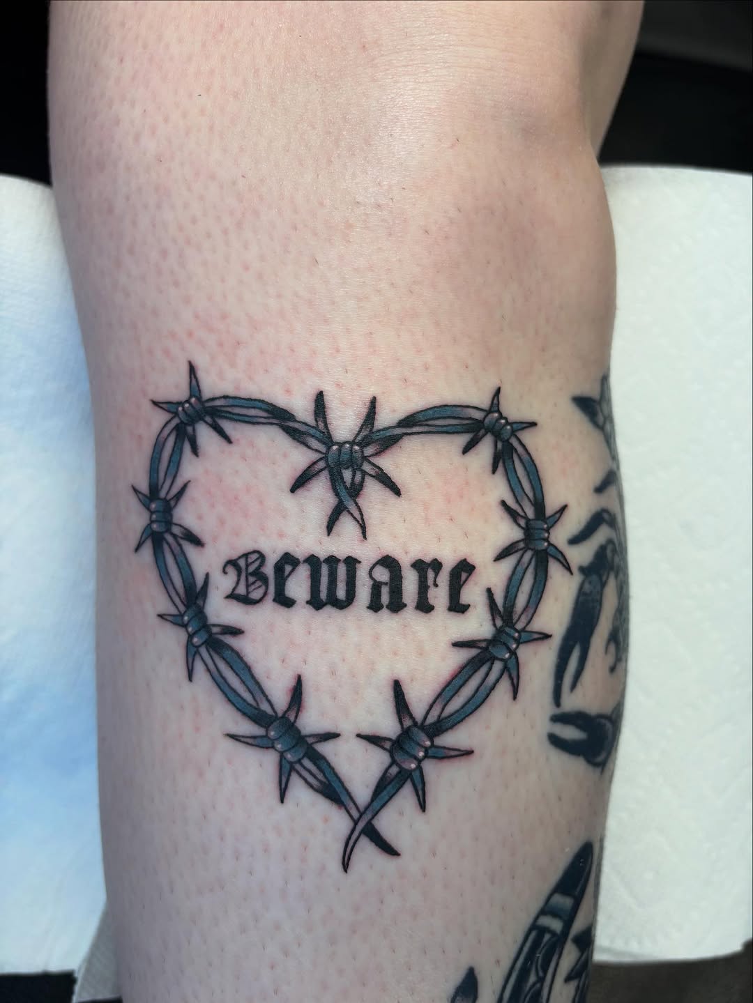 Tattoo by @whyte_zombie β lettering_script, blackwork