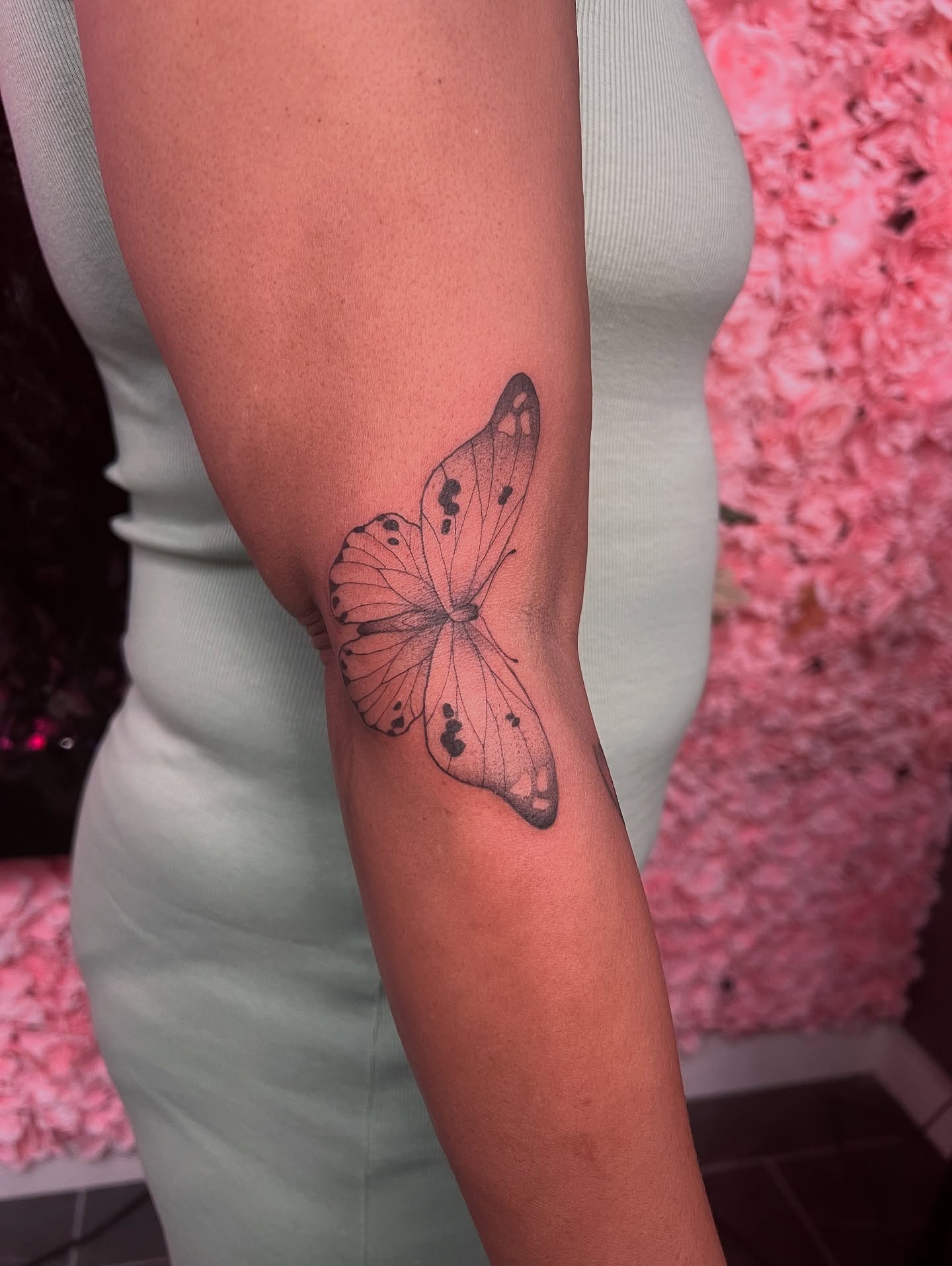 Butterfly black and grey tattoo on the forearm by π±π½πππΎπ
