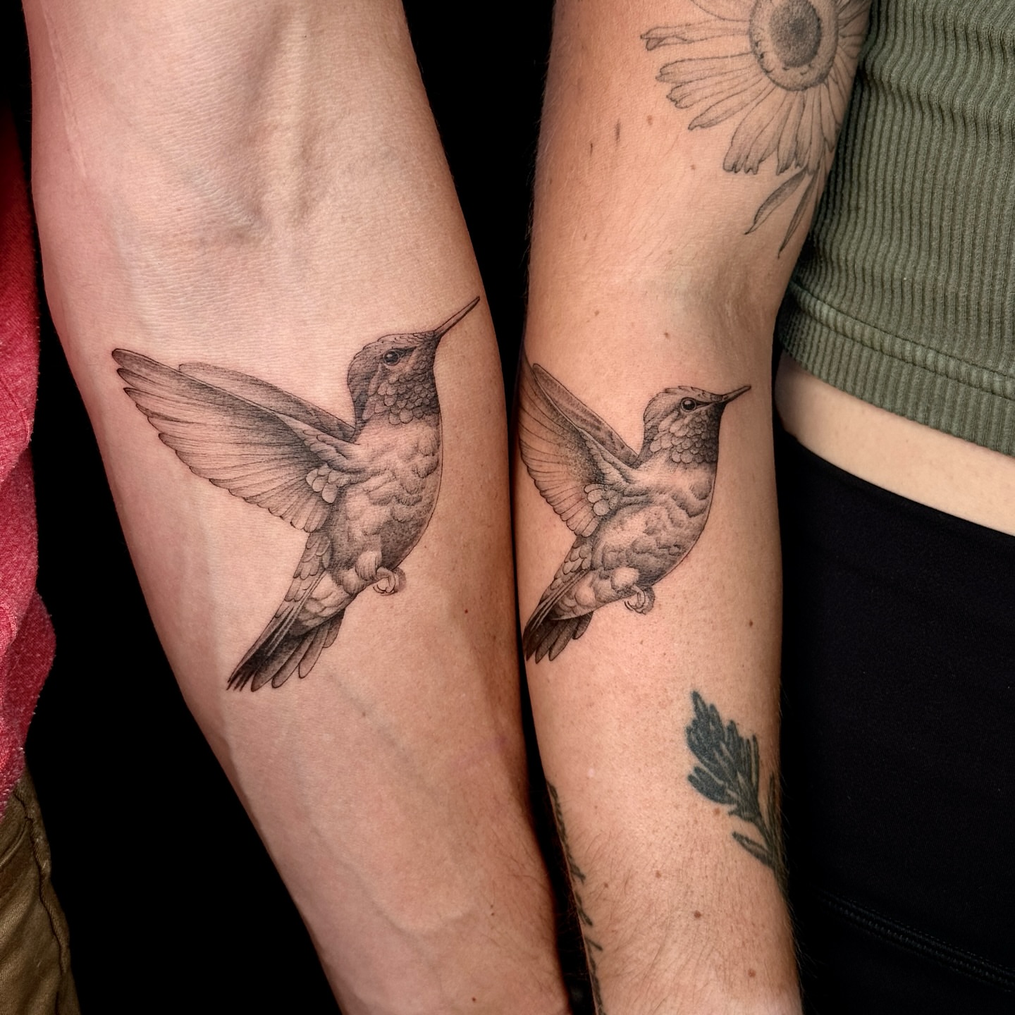 Hummingbird realism tattoo on the forearm by Molly Murray