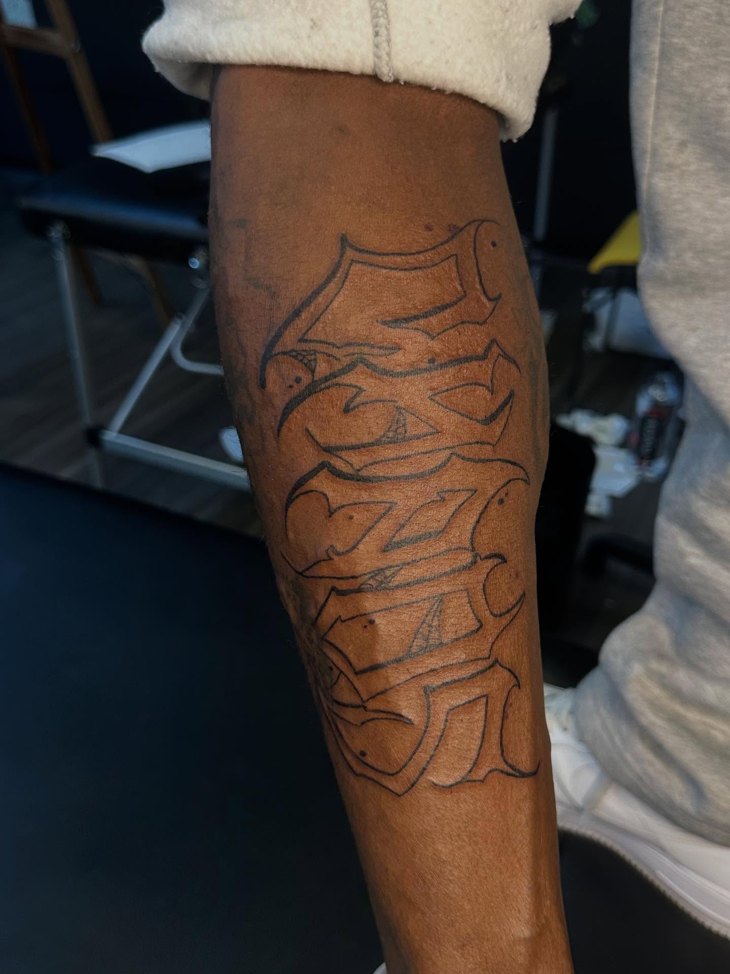 Geometric pattern geometric tattoo on the forearm by Ms Thick